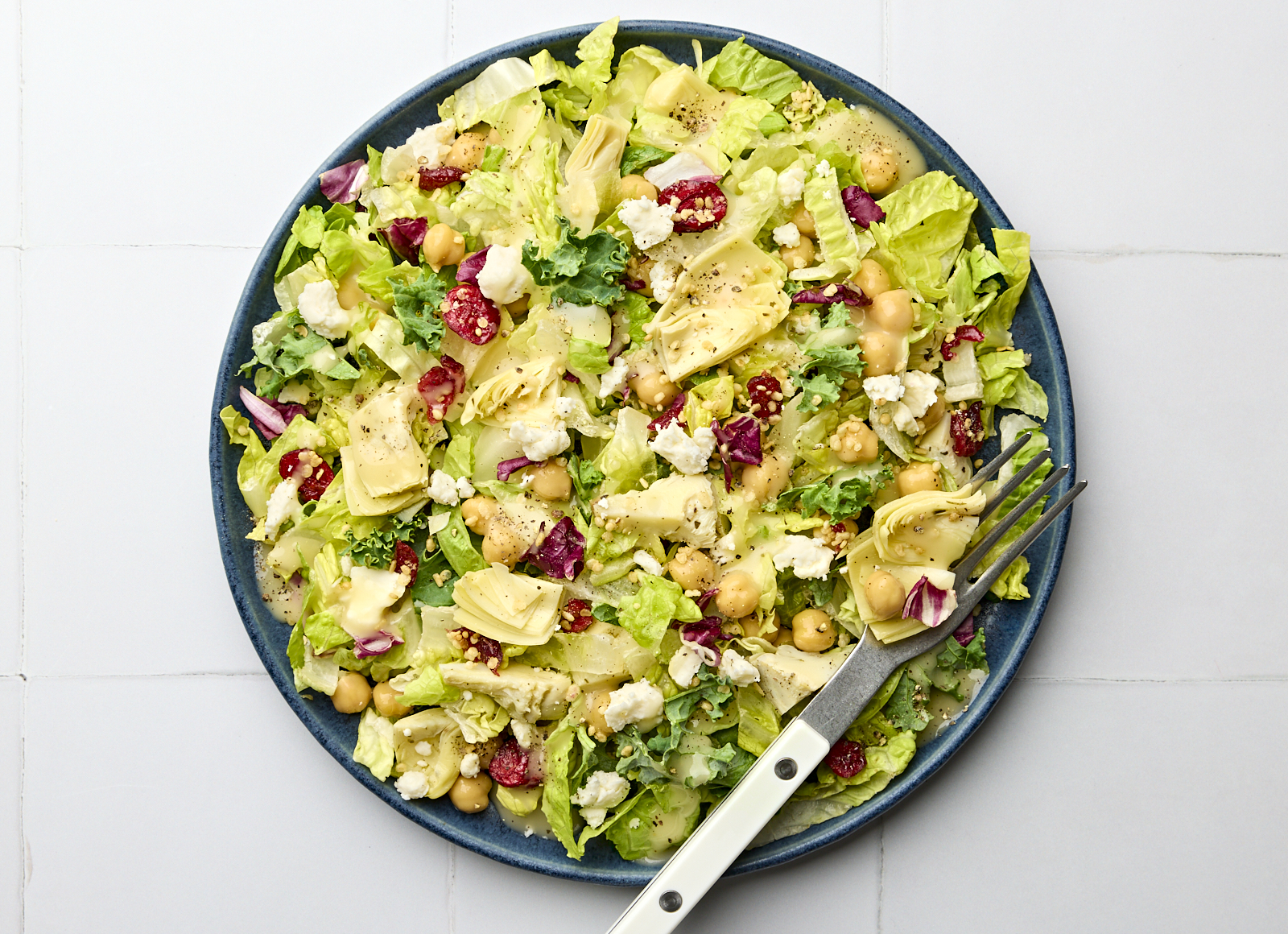 Honey Citrus Chopped Salad with Artichokes + Garbanzo Beans