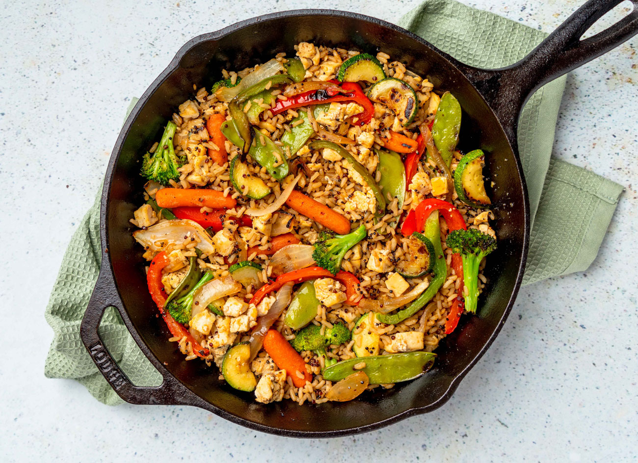 Savory Spiced Tofu Bites + Veggie Fried Rice