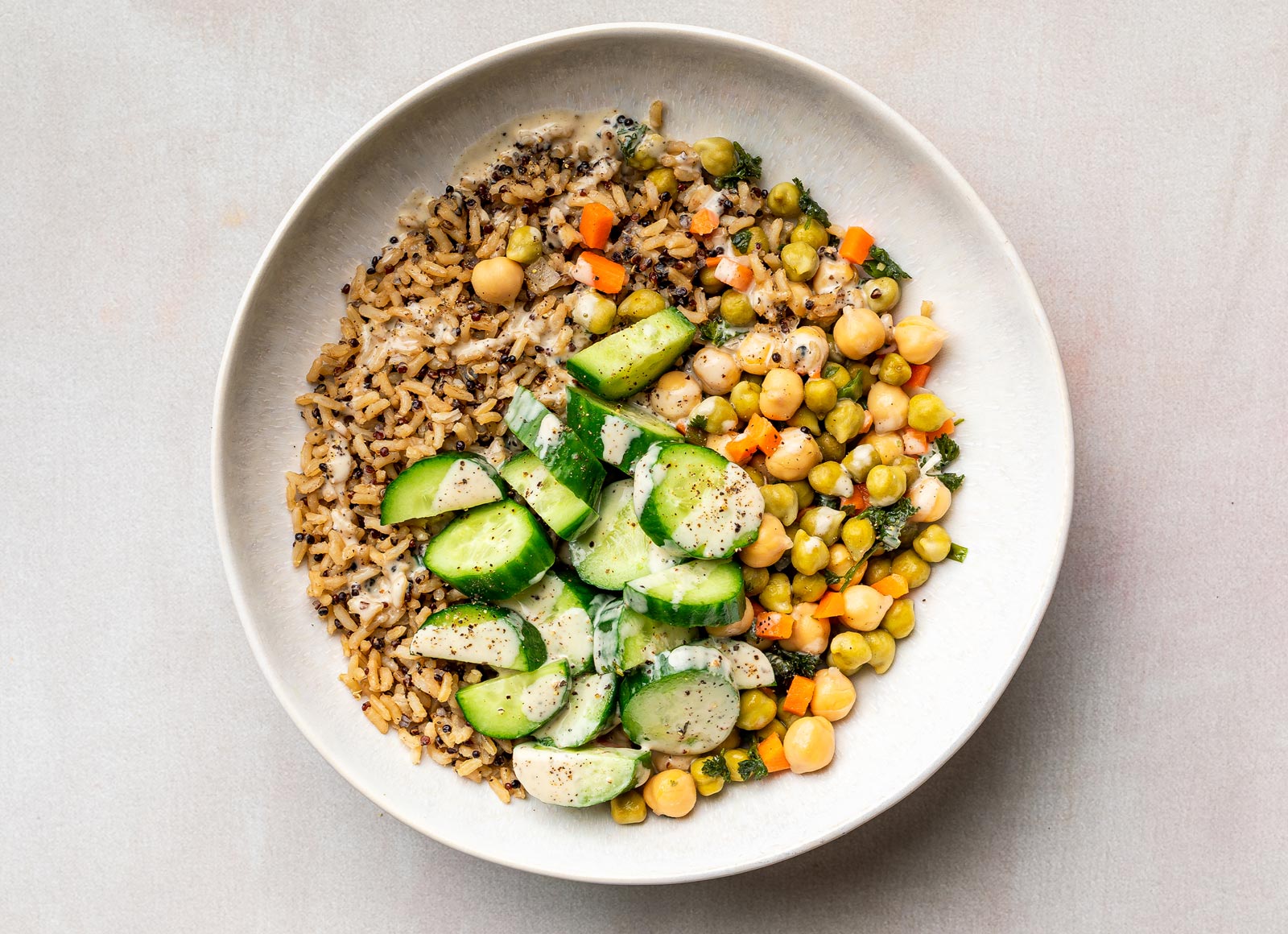 Herby Garlicky Caesar Chickpea Rice Bowl