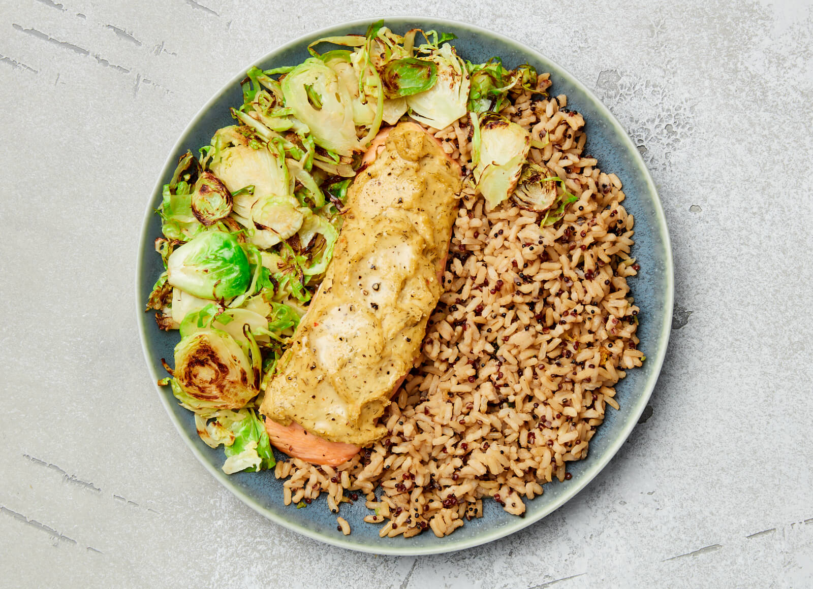 Roasted Salmon with Crispy Brussels Sprouts