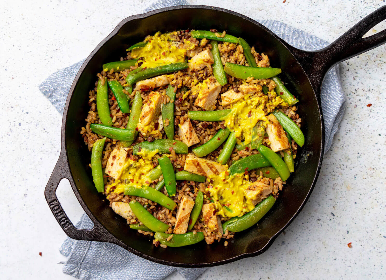 Curry Seasoned Grilled Chicken Breast 'n Peas Stir-Fry