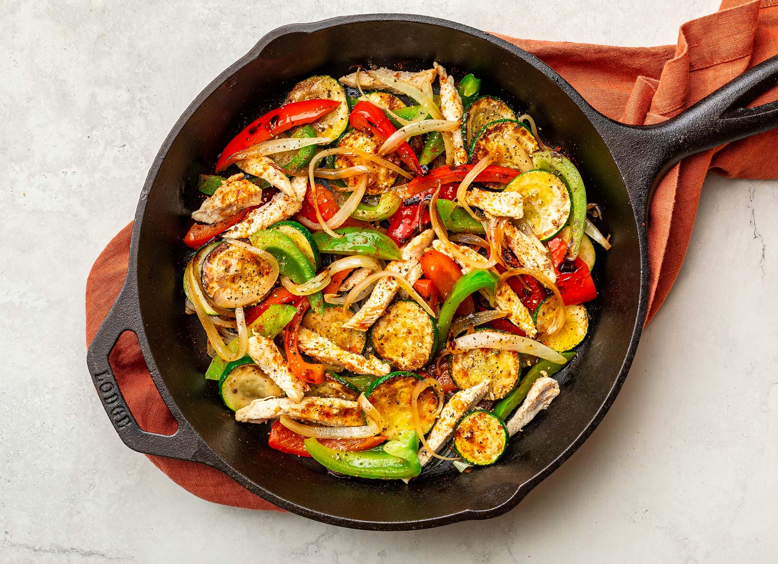 Blackened Chicken Strip + Veggie Skillet with Zucchini