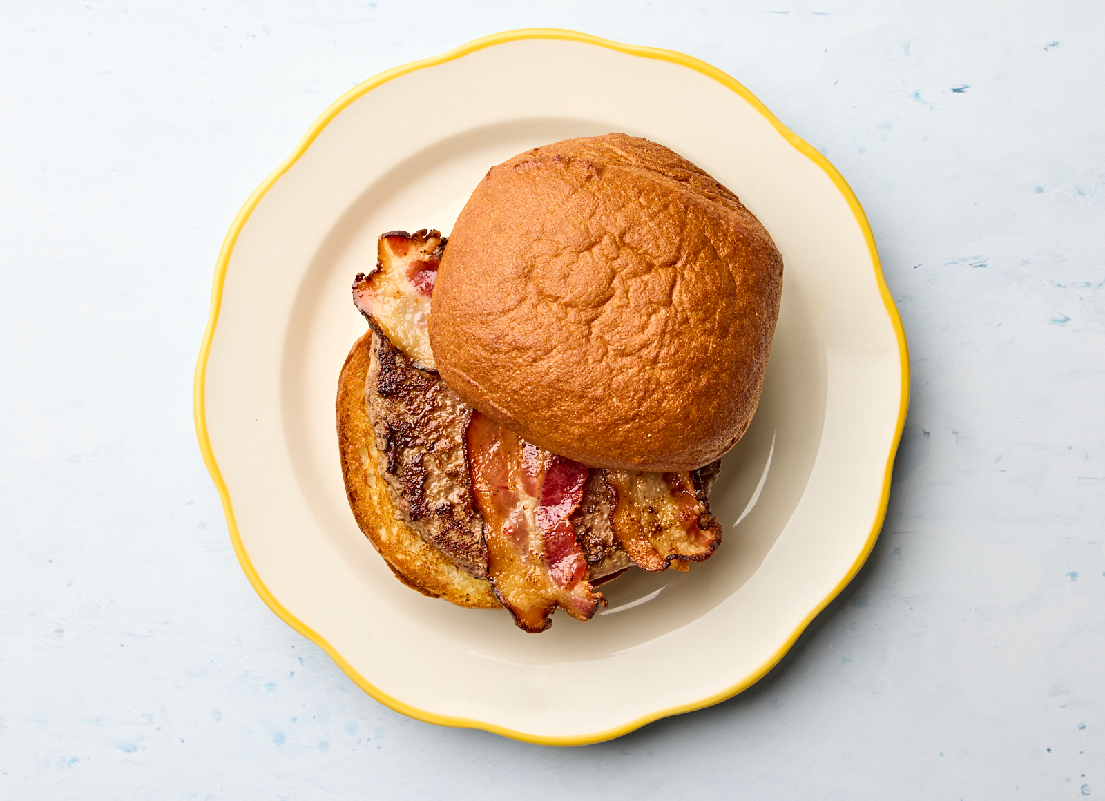 Applewood Smoked Pork Bacon Burger on GF Buns