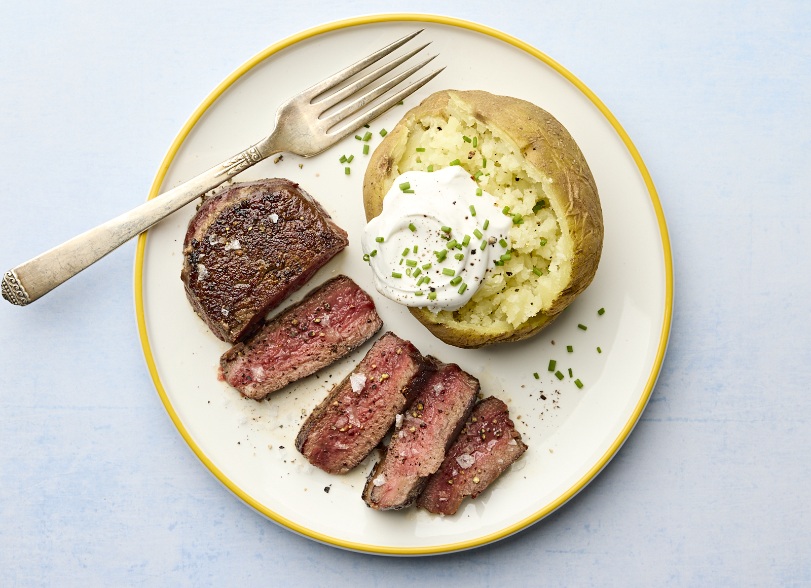 Wagyu Filet Mignon + Sour Cultured Cream Baked Potatoes