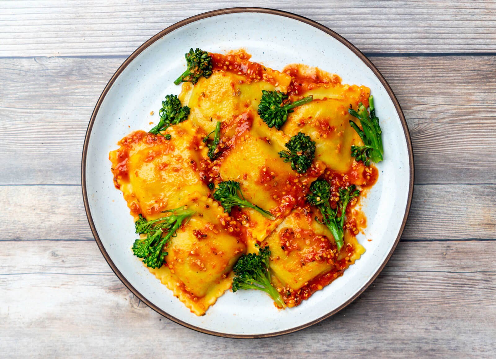 Saucy Marinara Ravioli + Broccoli