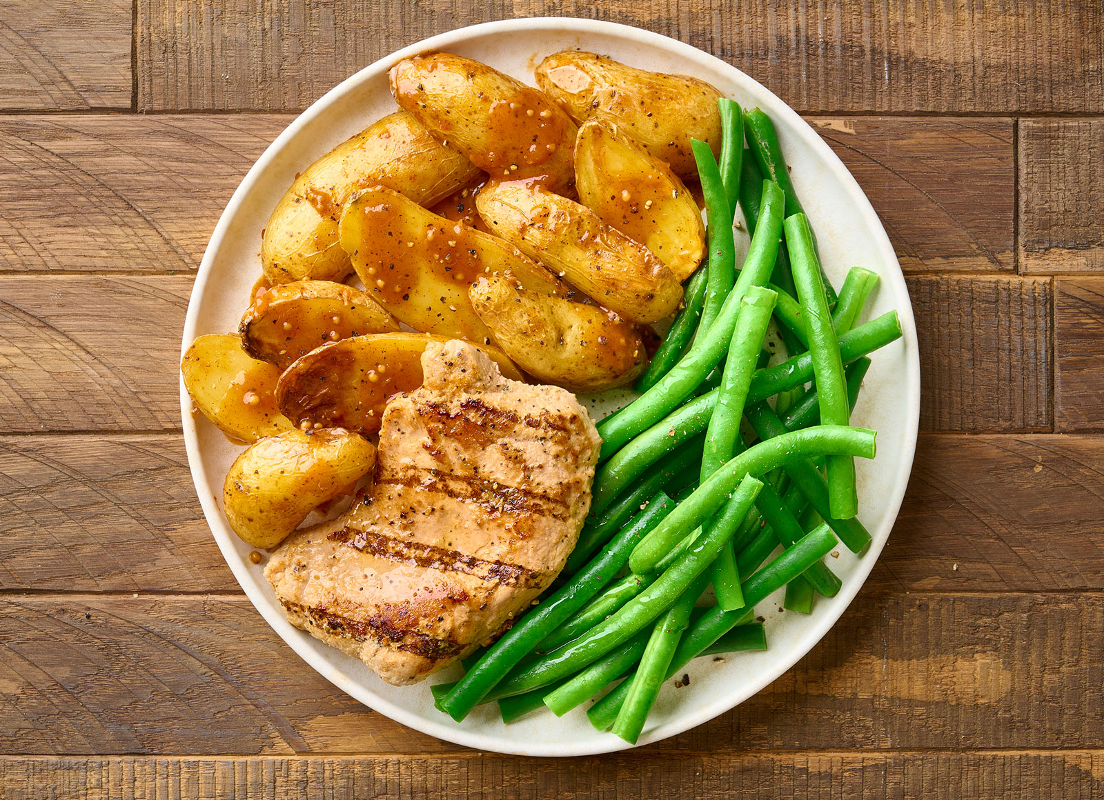 Pork Chops with Hickory Potatoes + Green Beans
