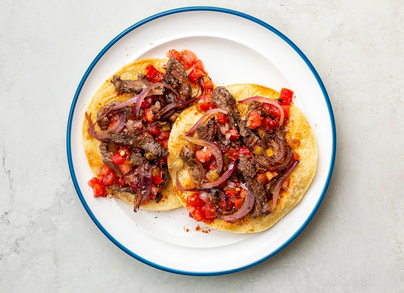 Beef + Caramelized Onion Tostadas