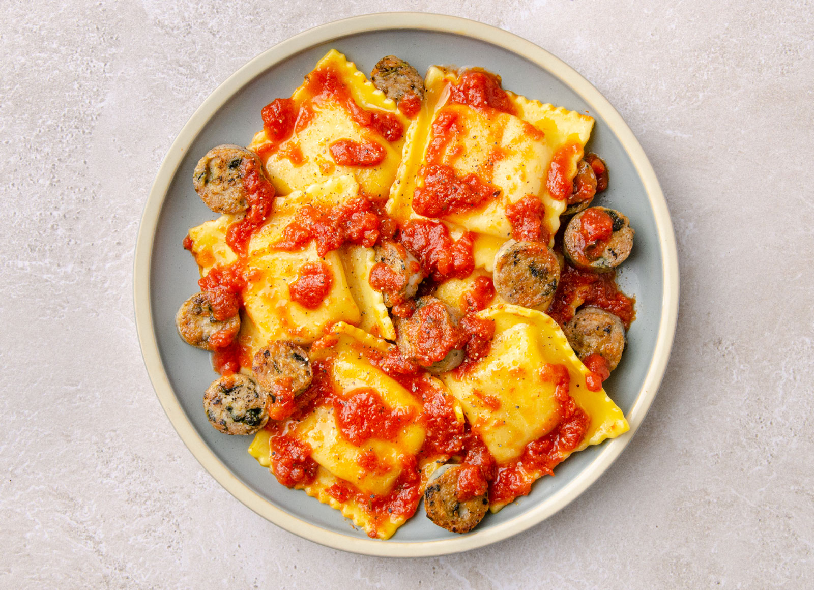 Butternut Ravioli + Sausage in Marinara