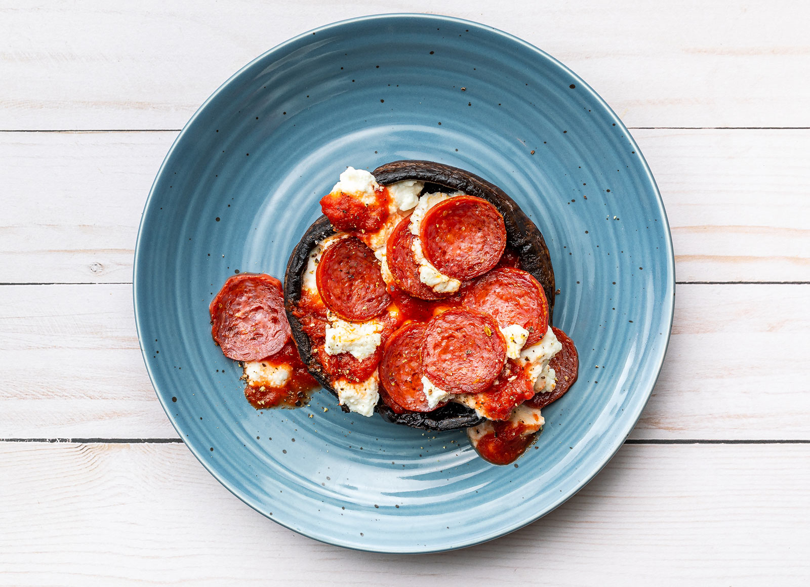 Ricotta Pepperoni Pizza Stuffed Mushrooms