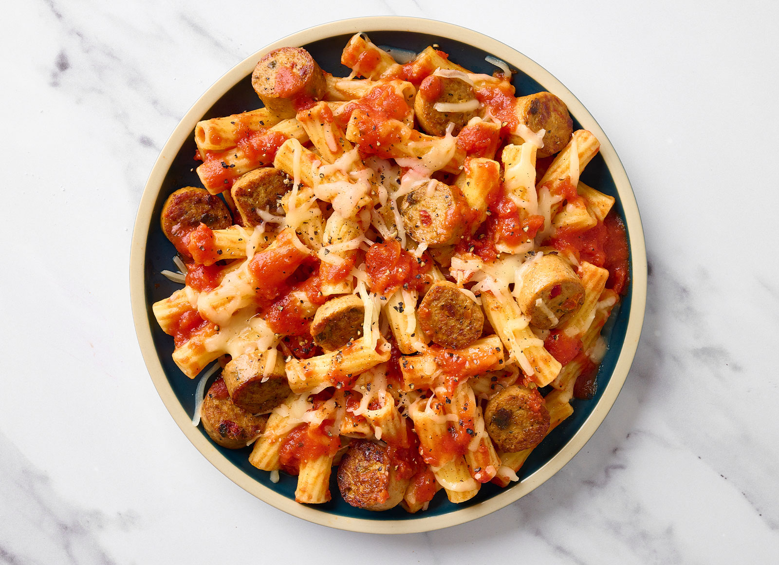 Marinara Chicken Sausage Rigatoni Pasta Bake