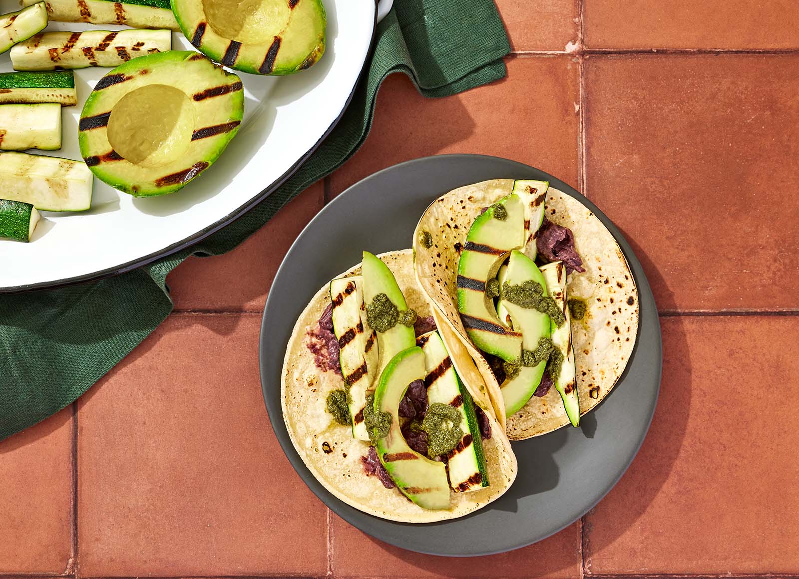 Grilled Zucchini + Avocado Tacos