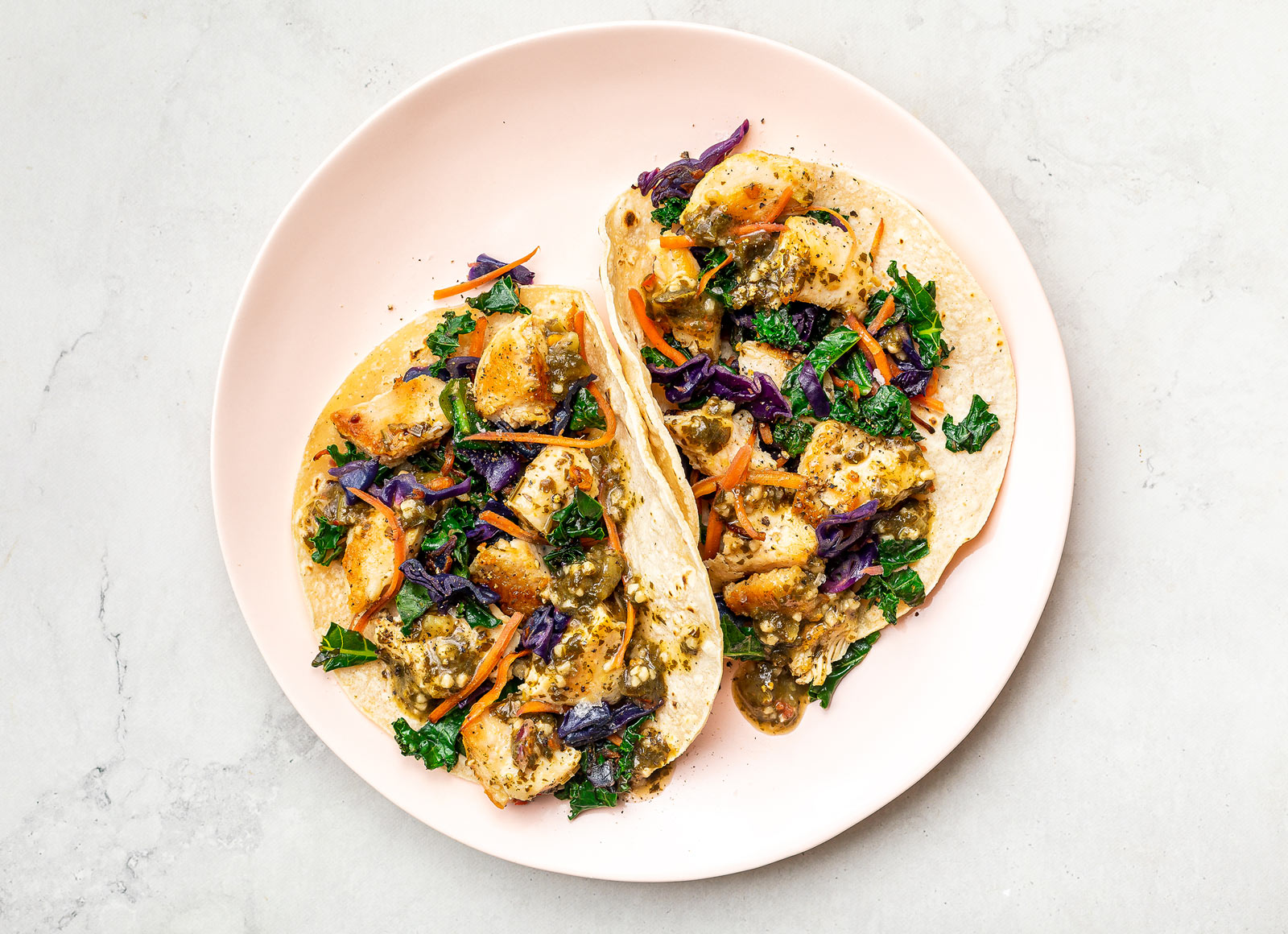 Rainbow Cilantro Lime Chicken Tacos