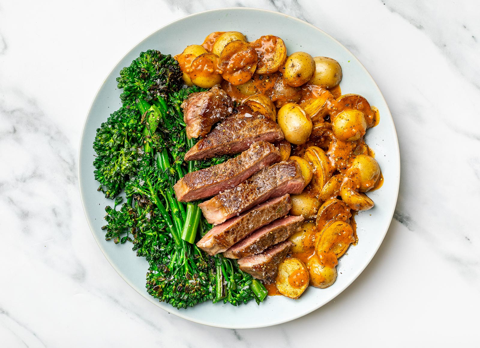 Ribeye Steak with Hickory Potatoes + Broccoli