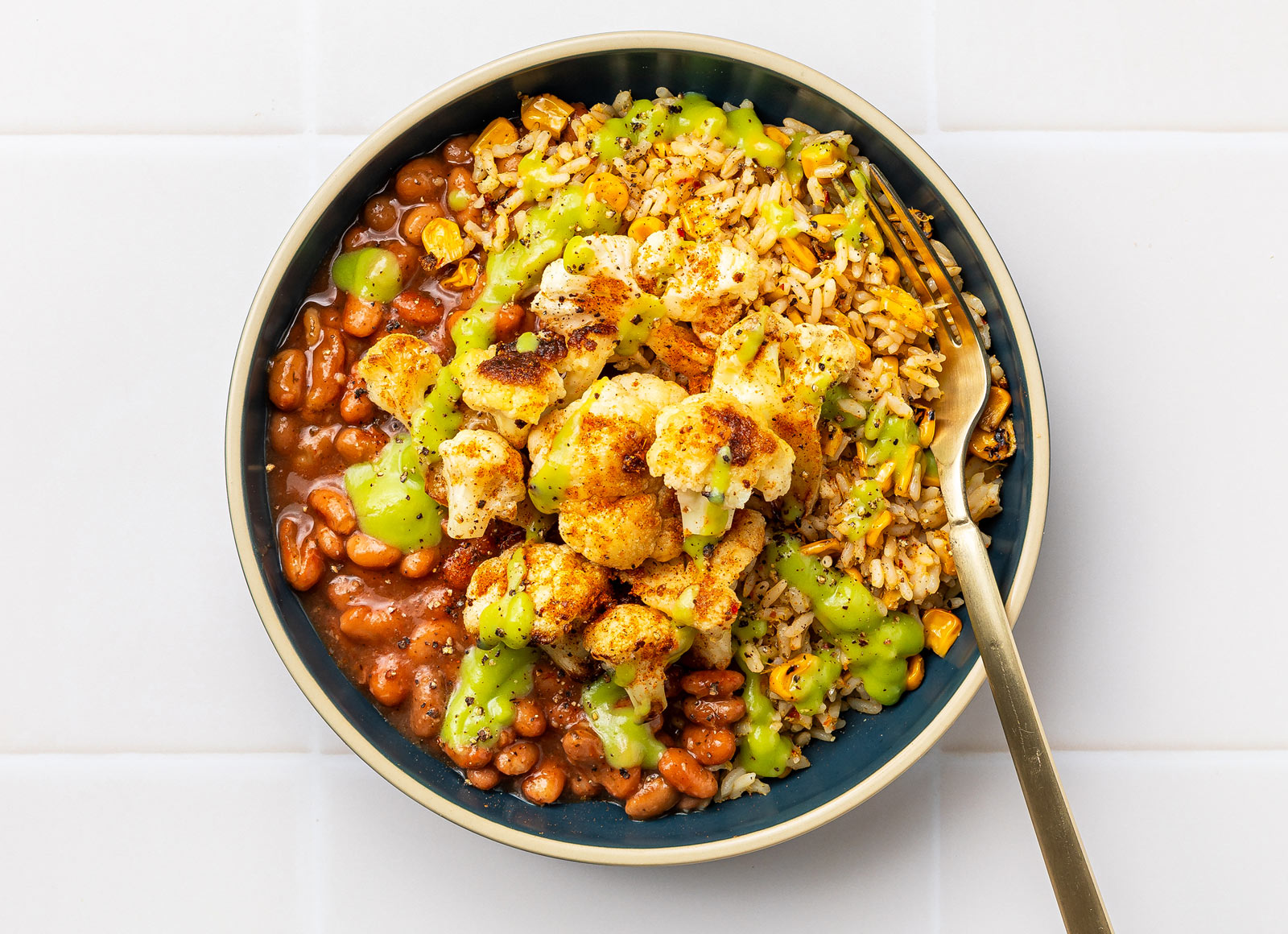  Cauliflower Florets Beans + Rice Bowl