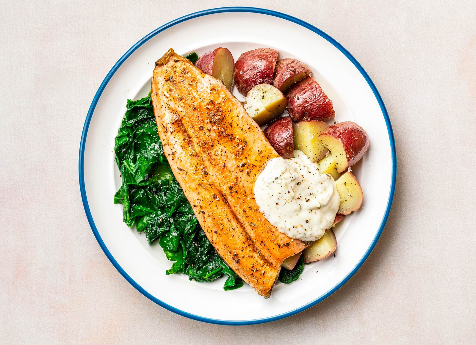 Tzatziki Honey Herb Trout + Red Potatoes