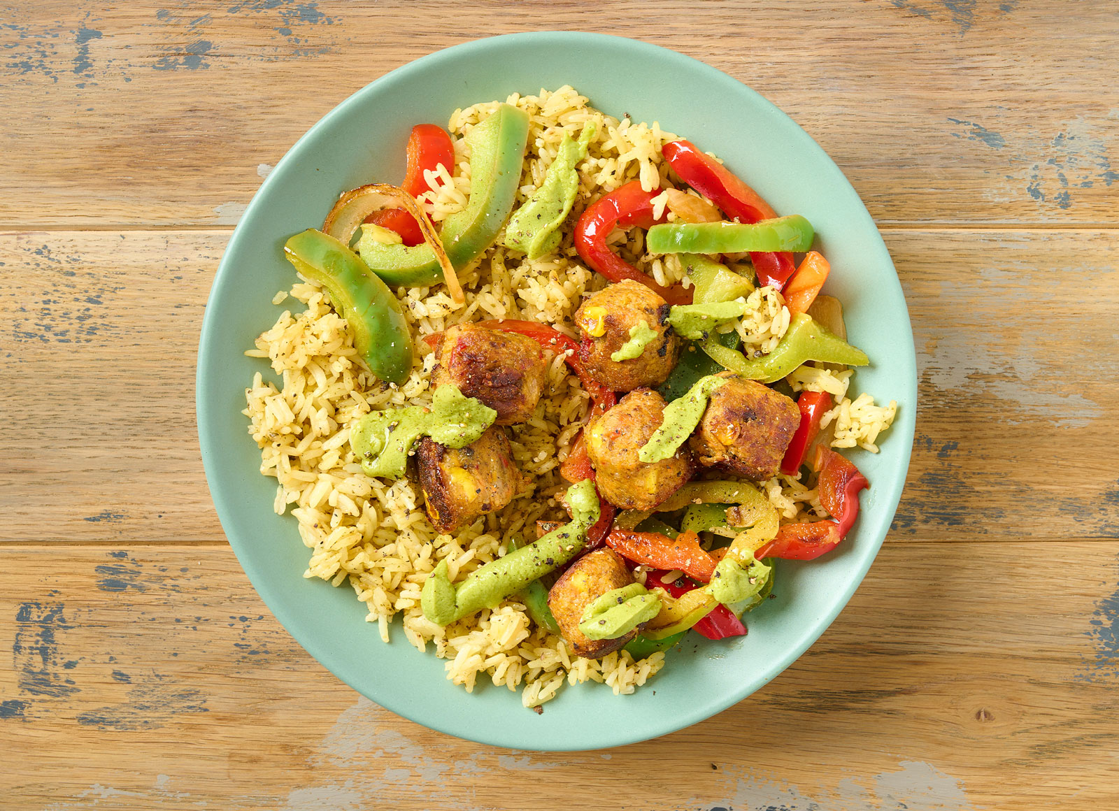 Black Bean Veggie Ball Fajita Seasoned Jasmine Rice Bowl