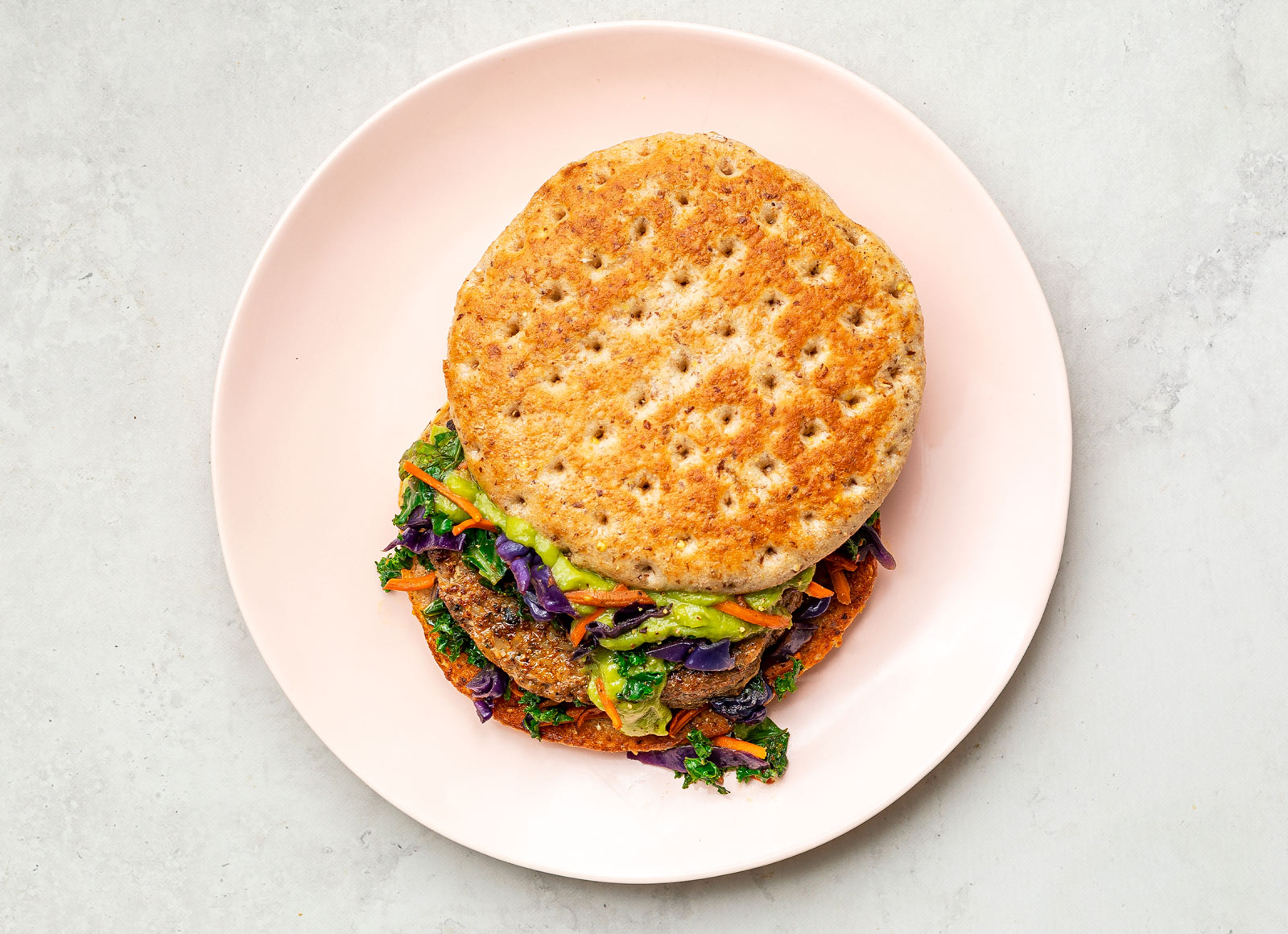 Rainbow Southwestern Chicken 'n Guac Burger