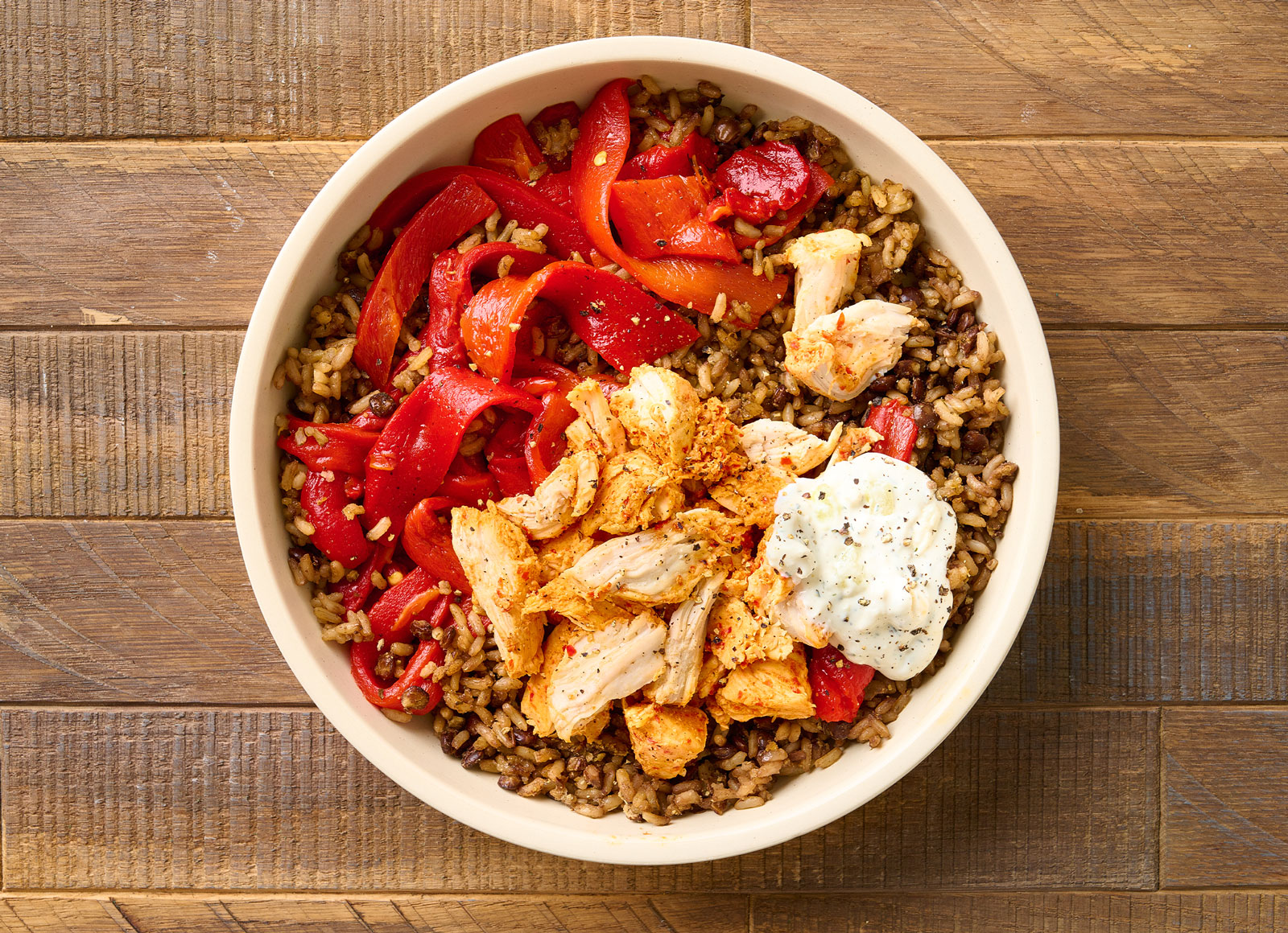 Roasted Pepper + Tzatziki Chicken Bowl