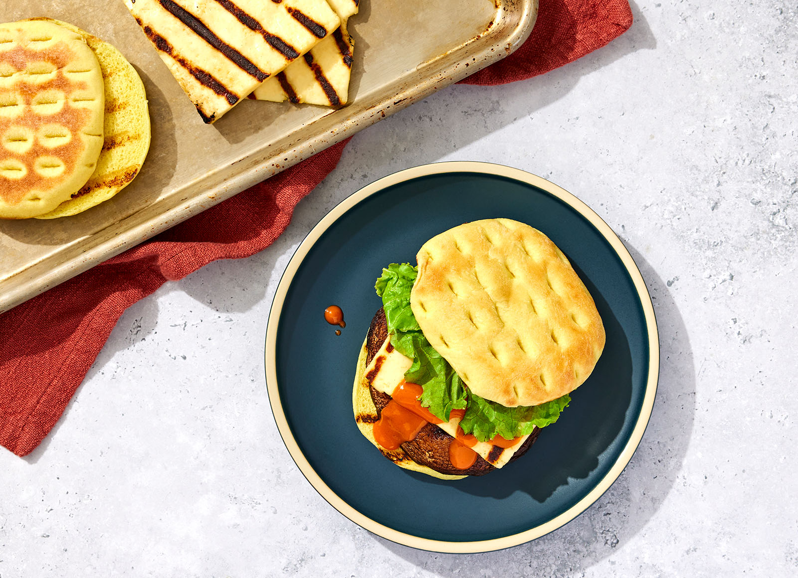Buffalo Grilled Soft & Creamy Paneer + Portabella Burger