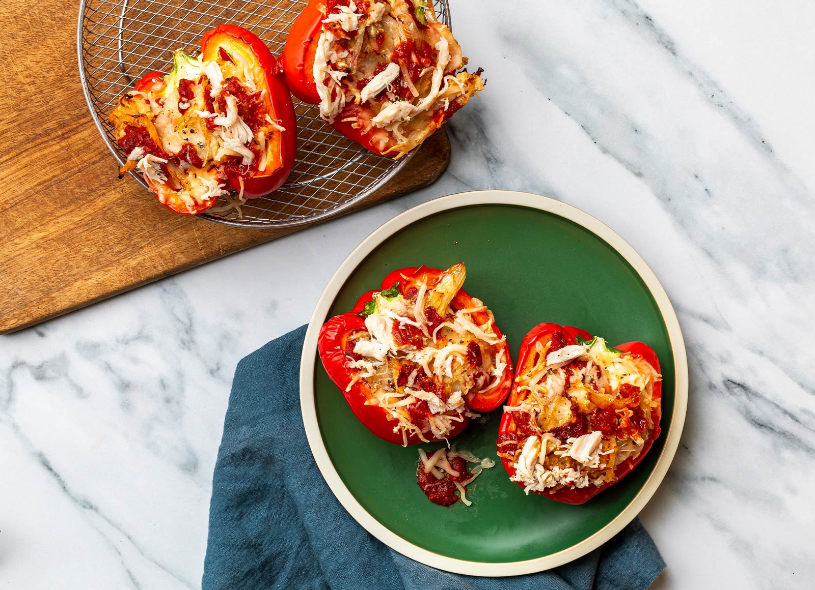 Air Fryer Chicken Parm Stuffed Peppers