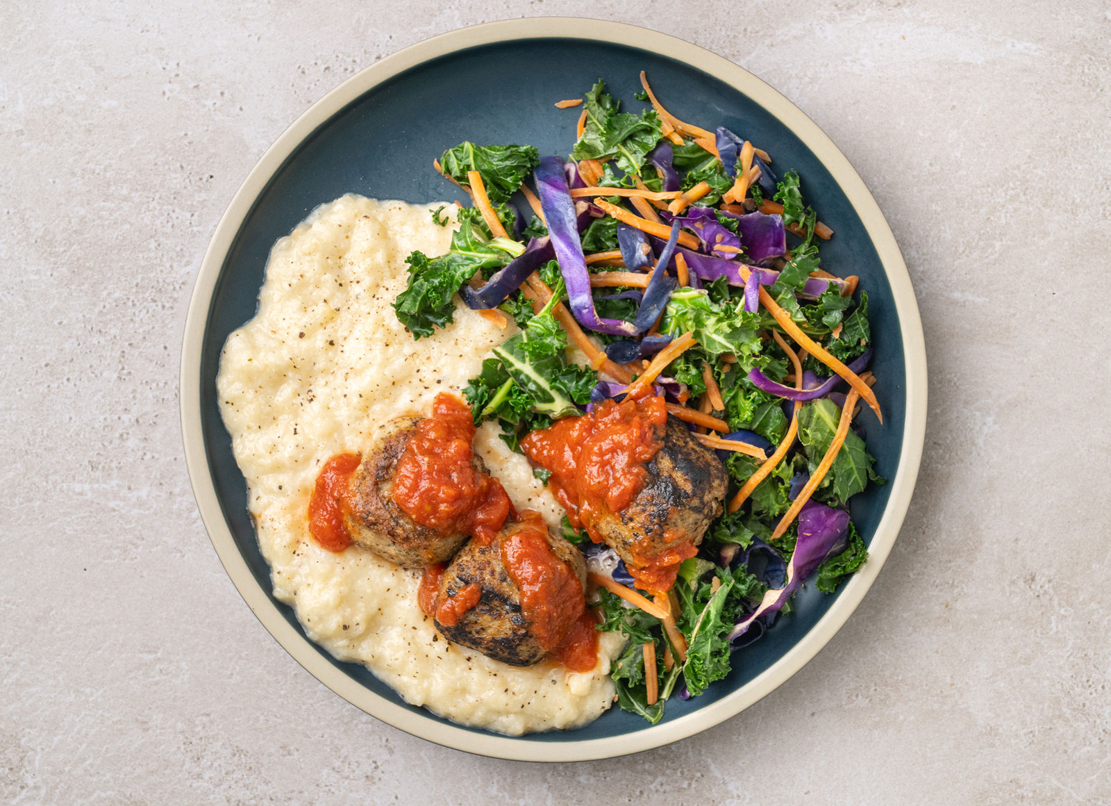 Marinara Turkey Meatballs with Cauli Mash