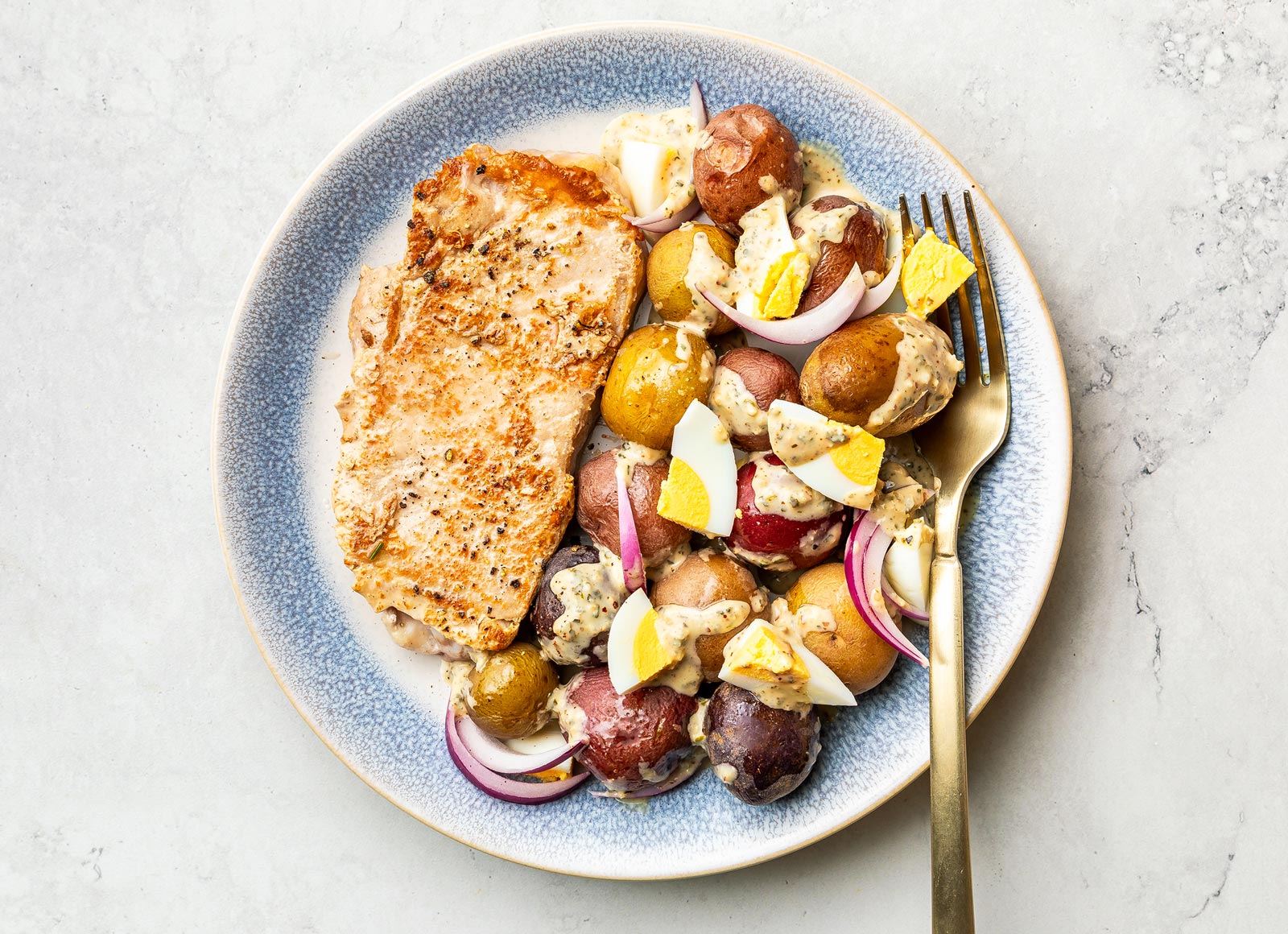 Seared Pork Chop + Quick Potato Salad
