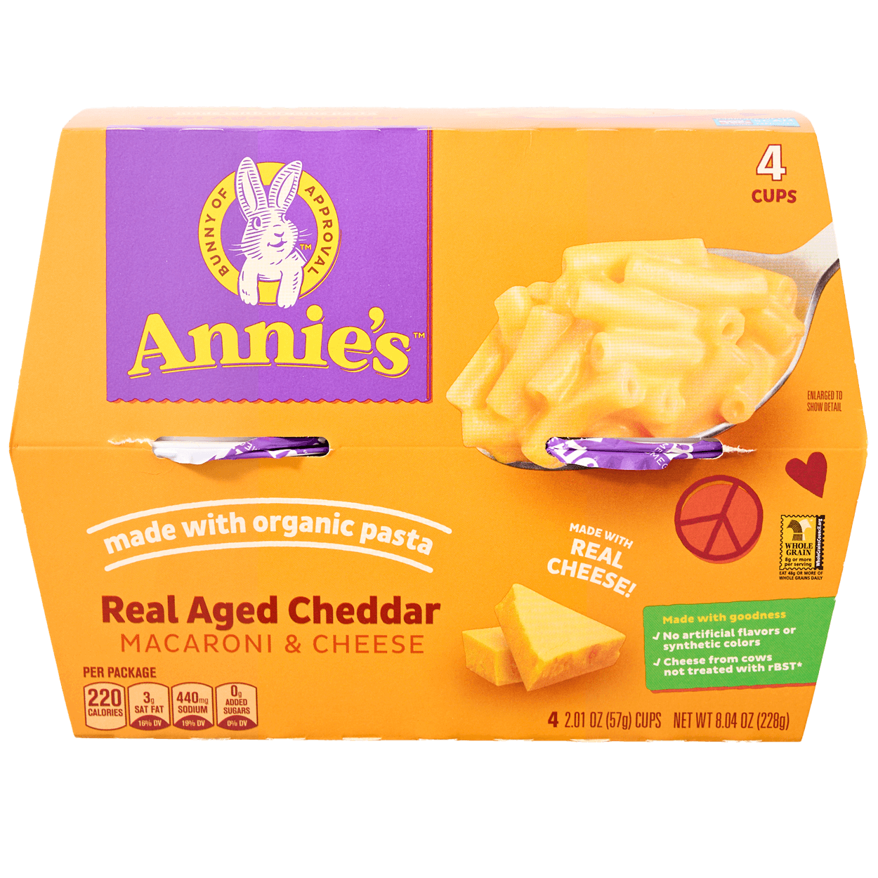 Organic Real Aged Cheddar Microwavable Mac & Cheese 4 Pack 2 of 2