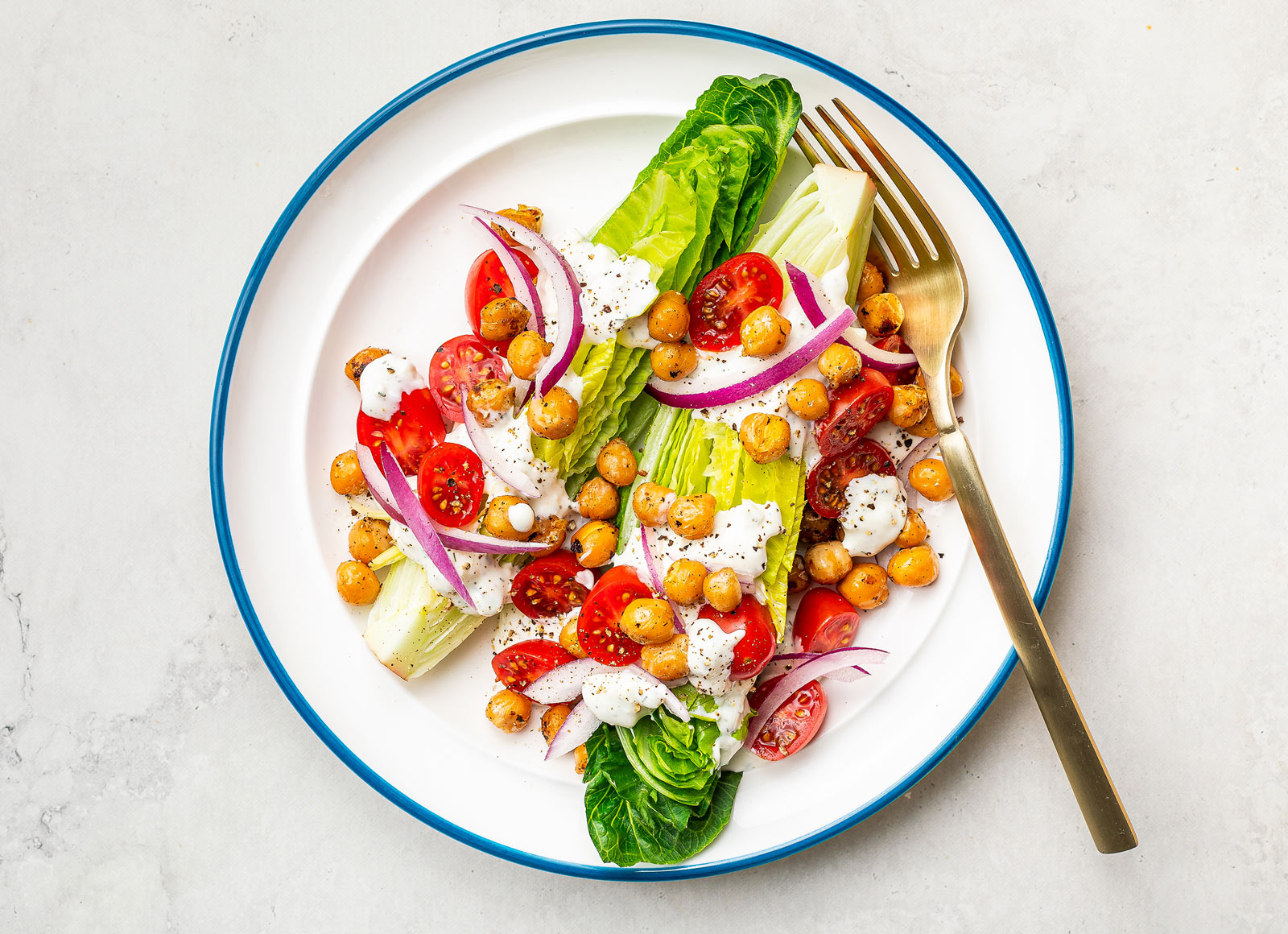Crispy Chickpea Greek Wedge Salad