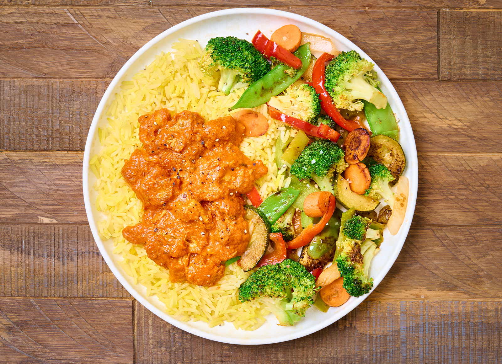 Chicken Tikka Masala + Rice with Mixed Veggies