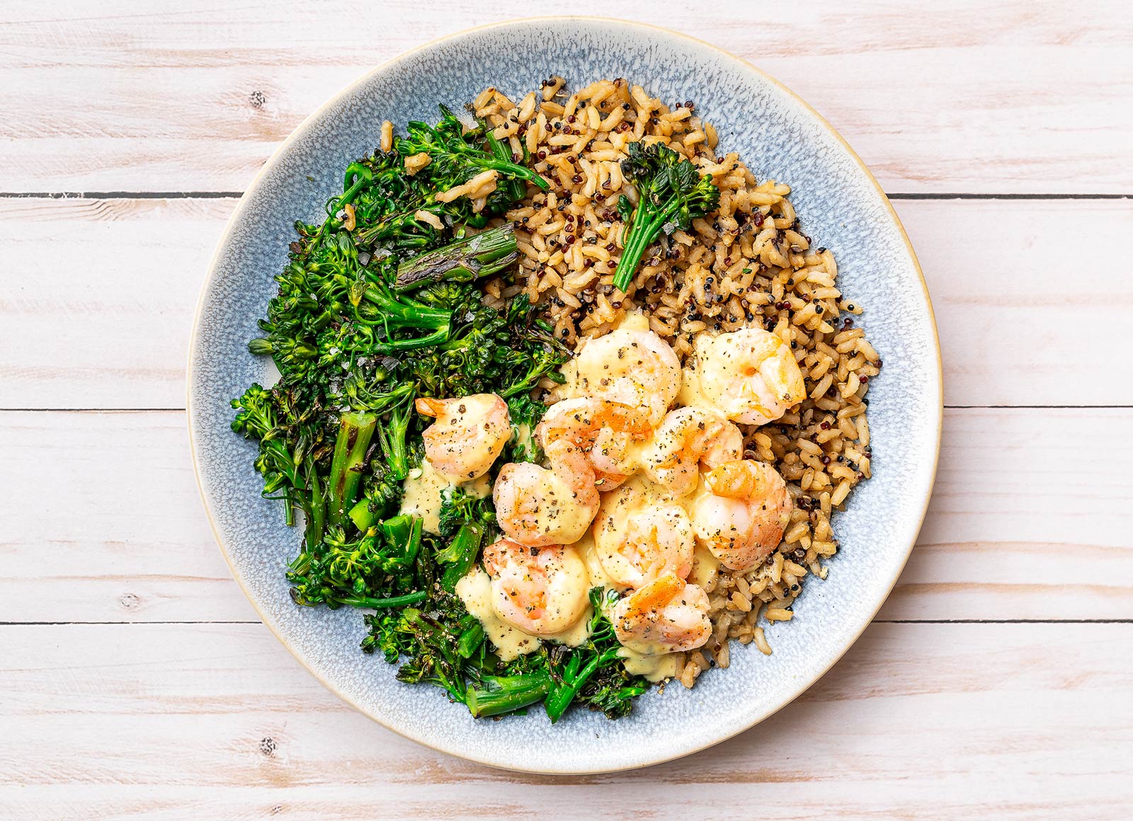 Honey Mustard Shrimp + Baby Broccoli Bowl