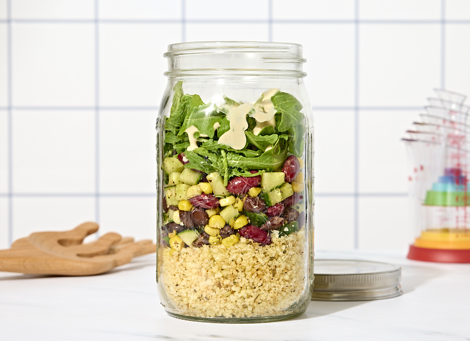 Mason Jar Instant Couscous + Black Bean Salad