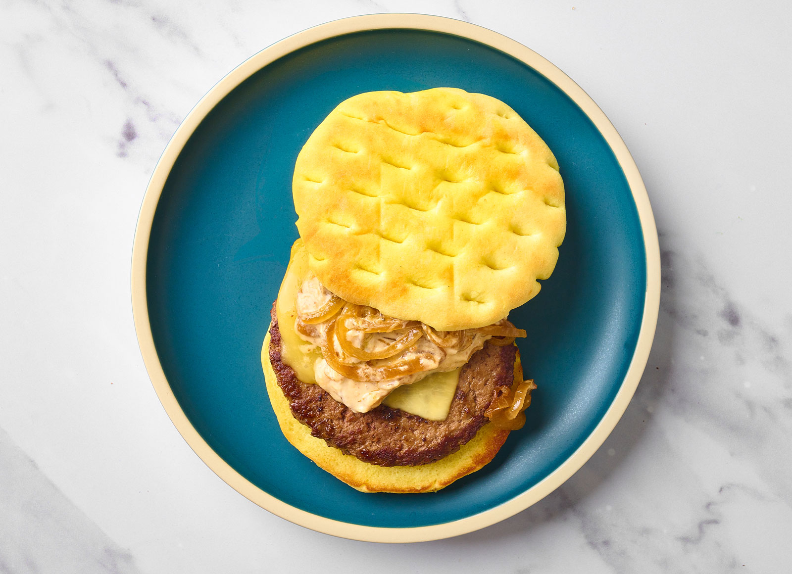 Creamy Caramelized Onion Cheeseburger