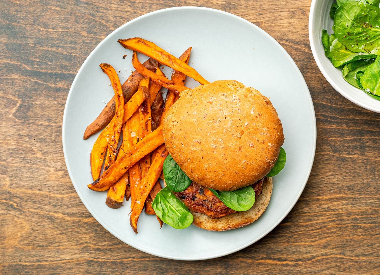 Extra Veggies Burger with Sweet Potato Fries