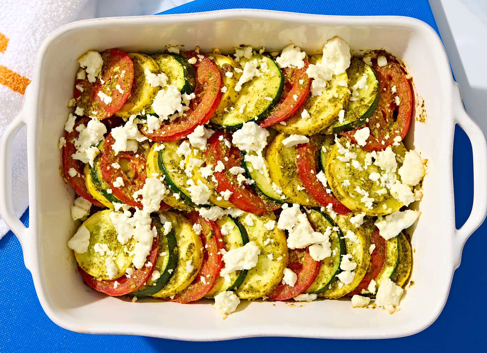 Sliced Squash & Feta Bake