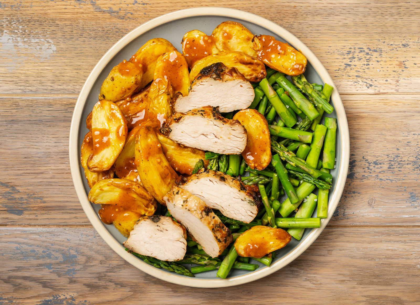 Turkey Tenderloin with Hickory Potatoes + Asparagus