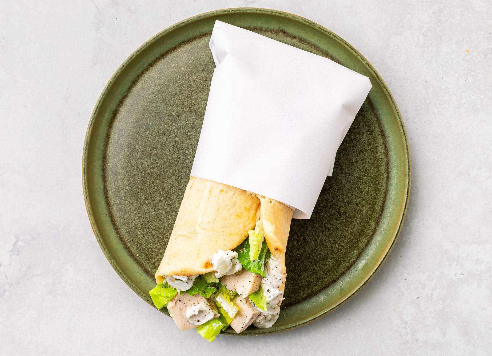 Creamy Tzatziki Roast Chicken Naan Wrap