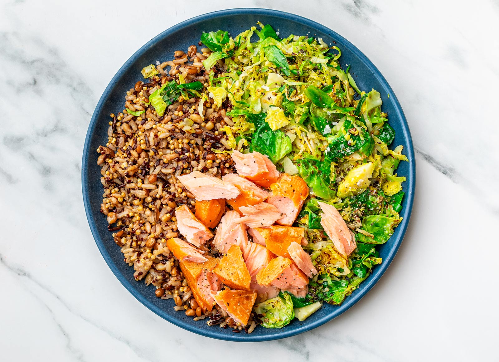 Smoked Roasted Salmon, Brussels + Grain Plate