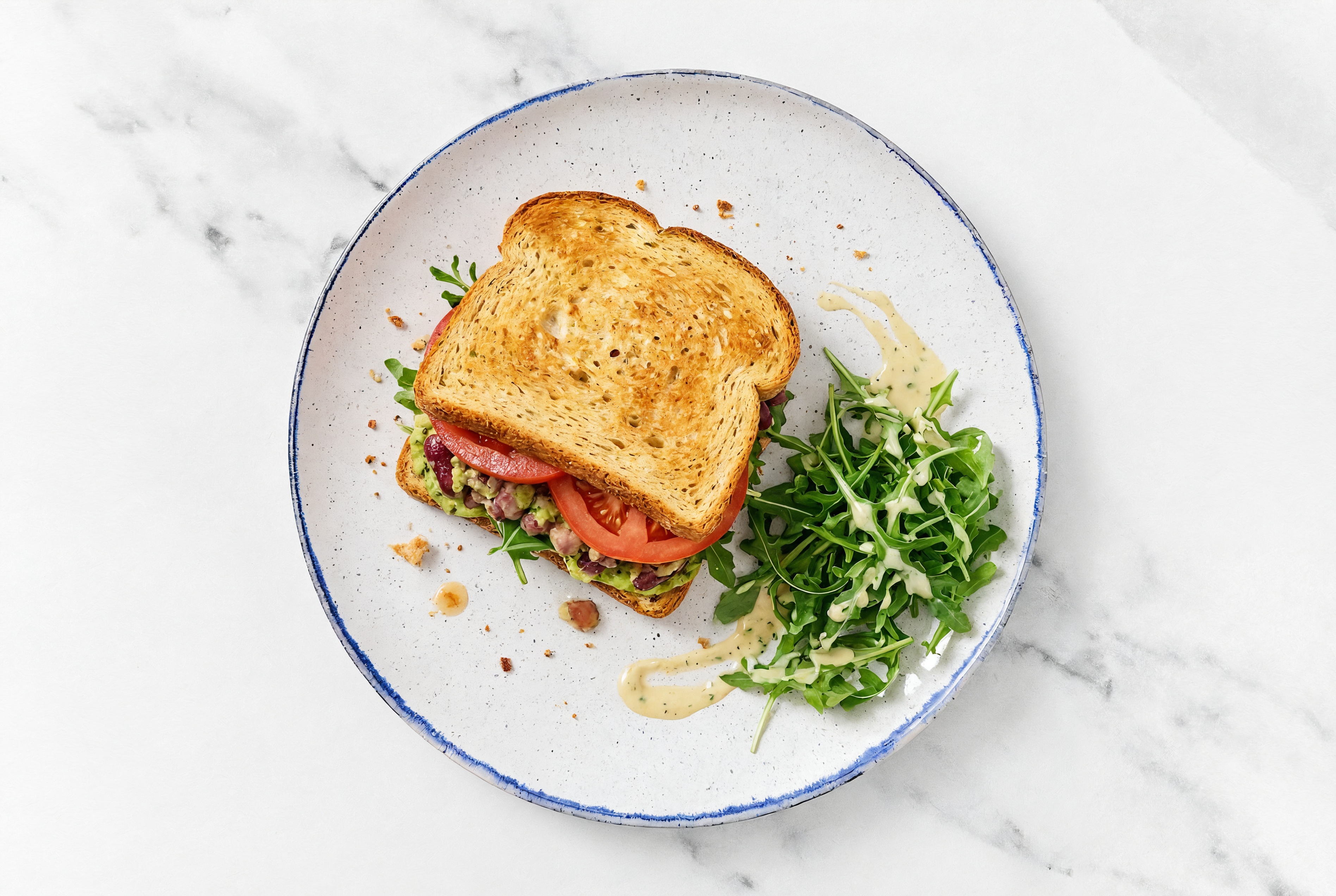 Pesto Kidney Beans Smash Sammie + Side Salad