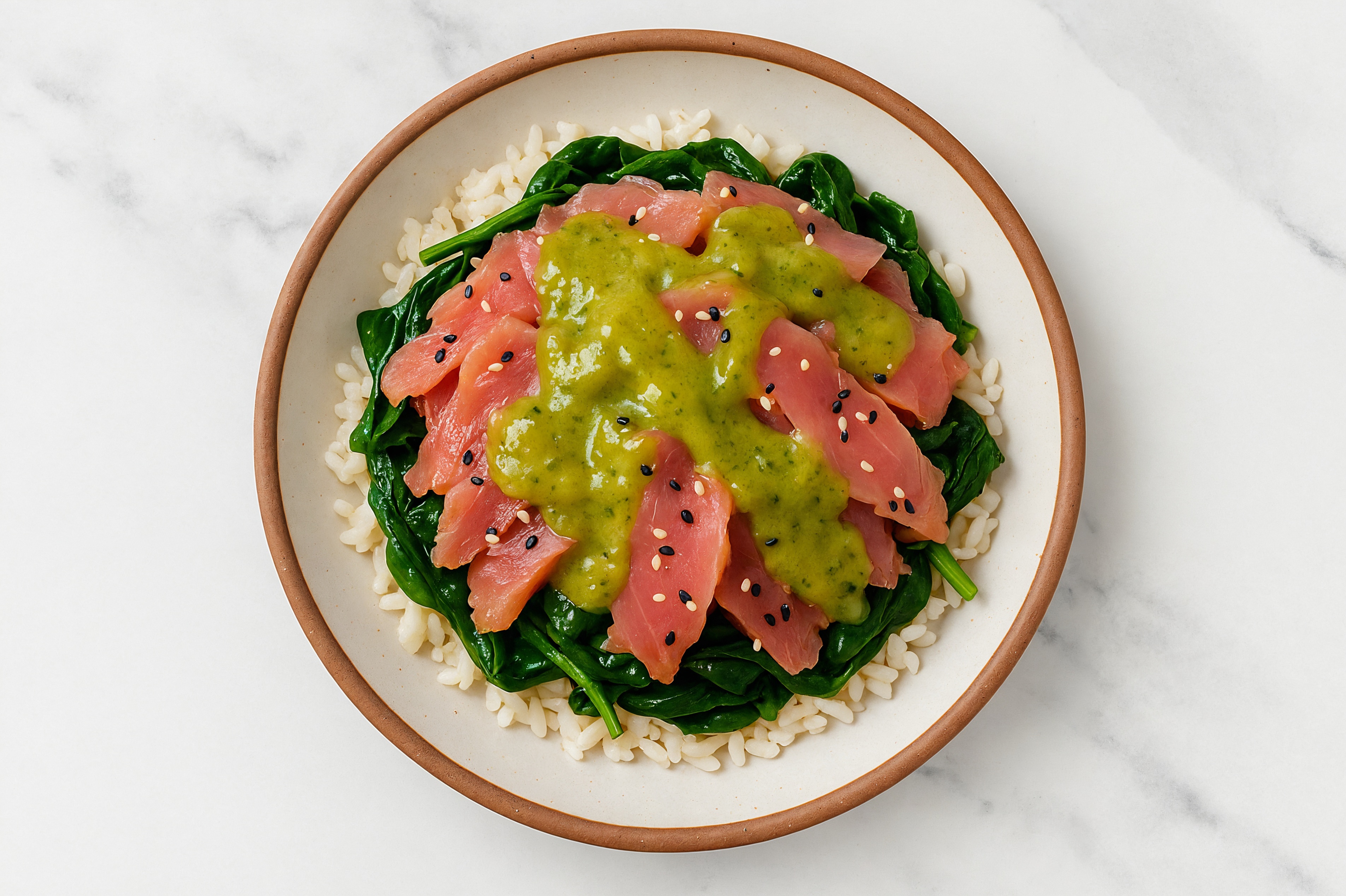Tuna White Rice Bowl with Green Chile & Organic Spinach