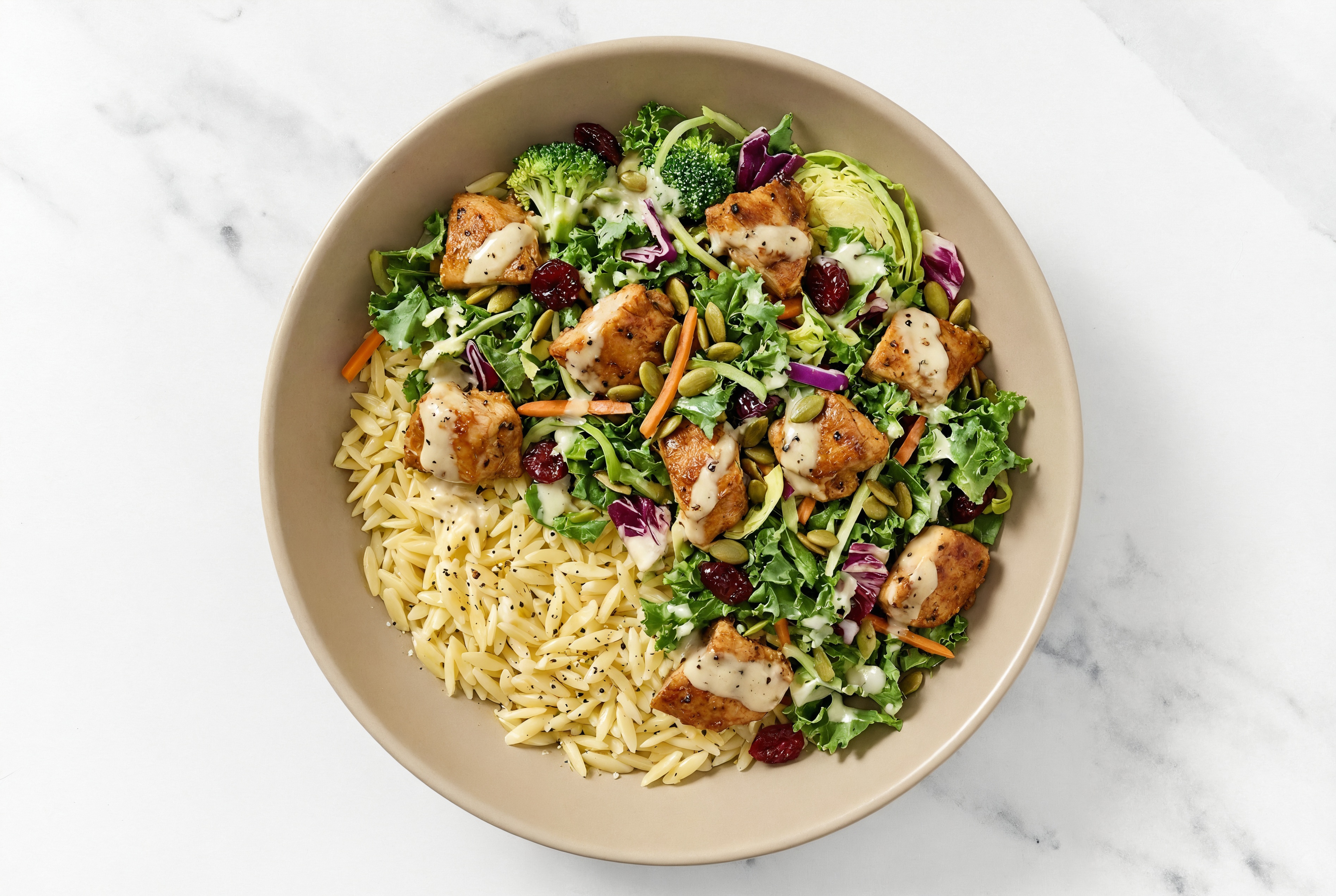 Sweet Kale Chicken + Orzo Bowl