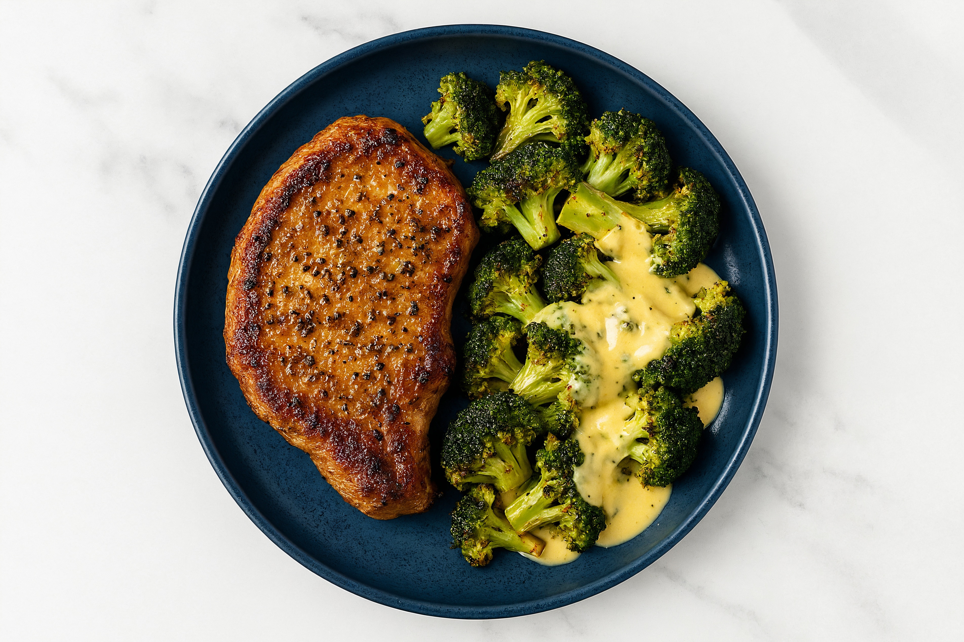 Honey Herb Pork Chops + Cheesy Organic Broccoli