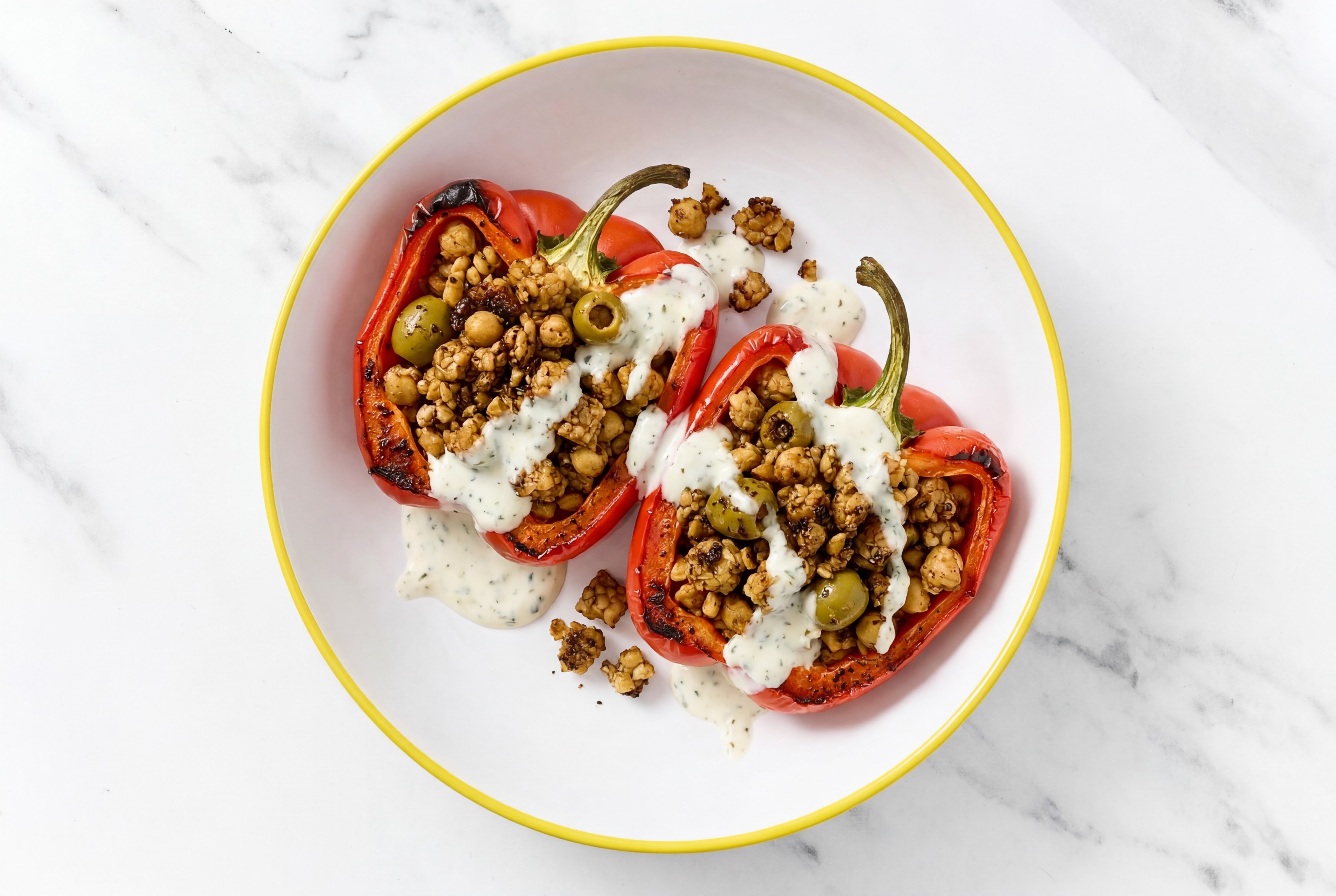 Mediterranean Tempeh Stuffed Organic Peppers