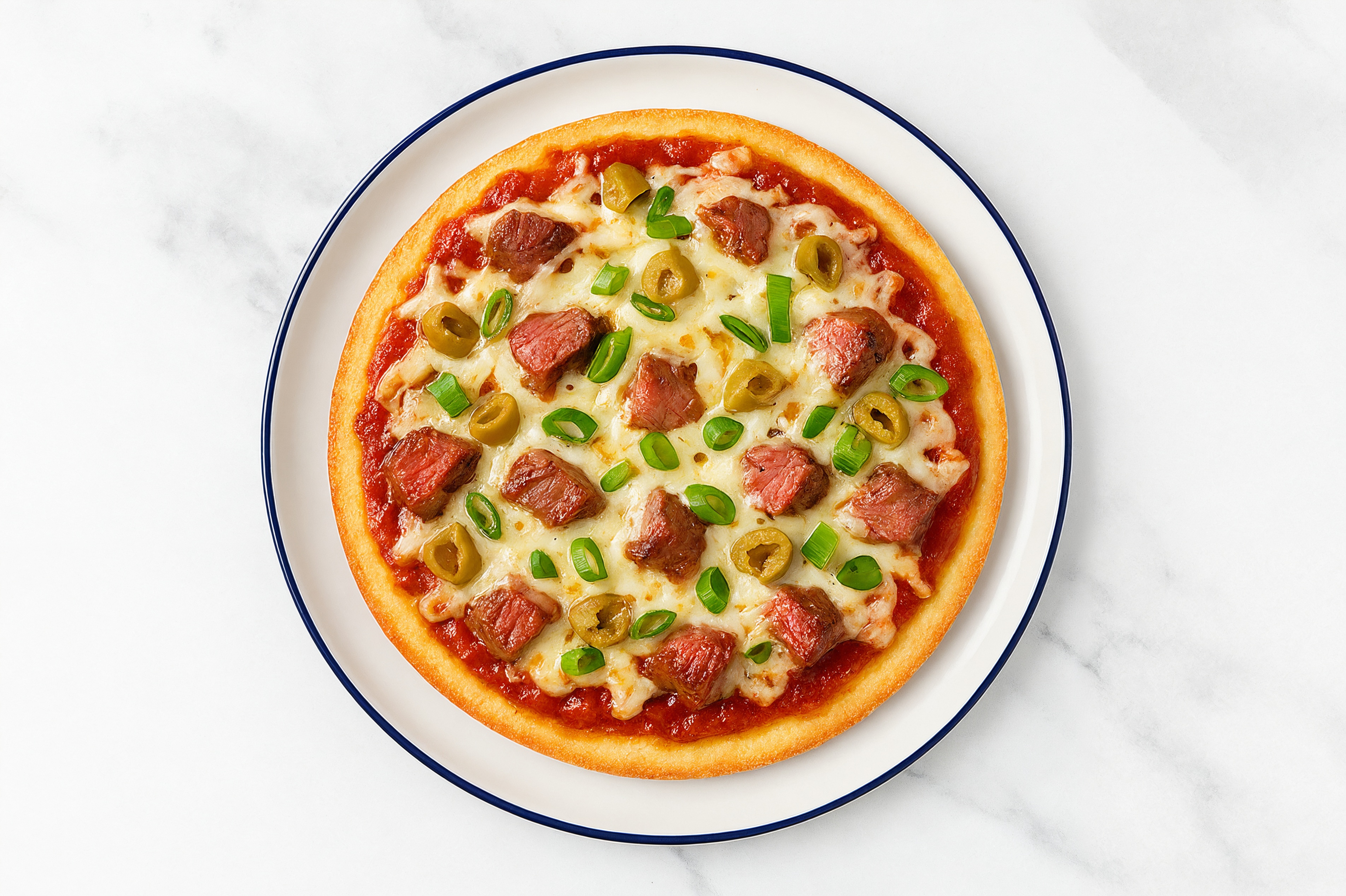 Classic Sirloin + Green Olives Gluten-Free Pizza with Scallions