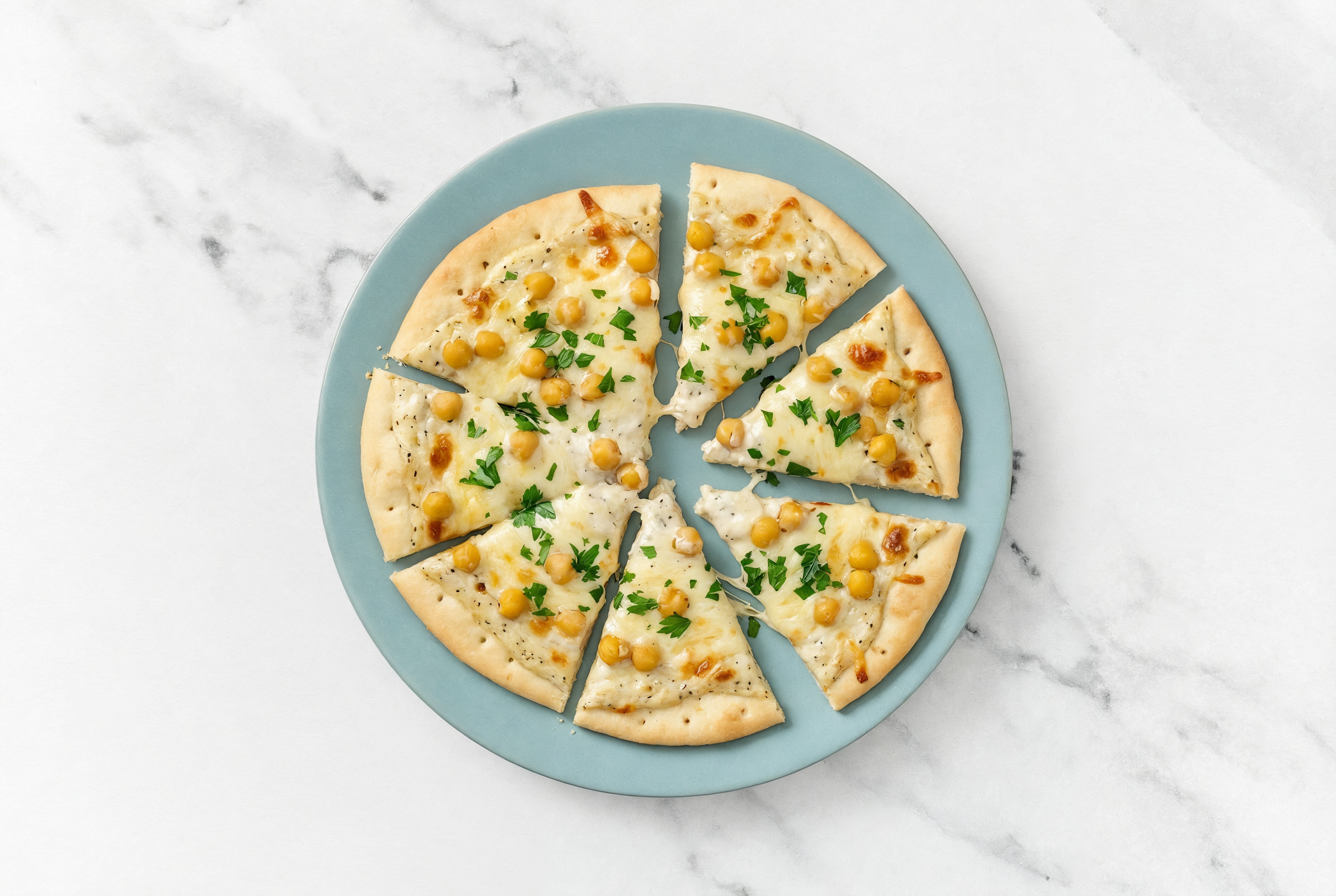 Creamy Chickpea Pizza with Mild Havarti + Fresh Parsley