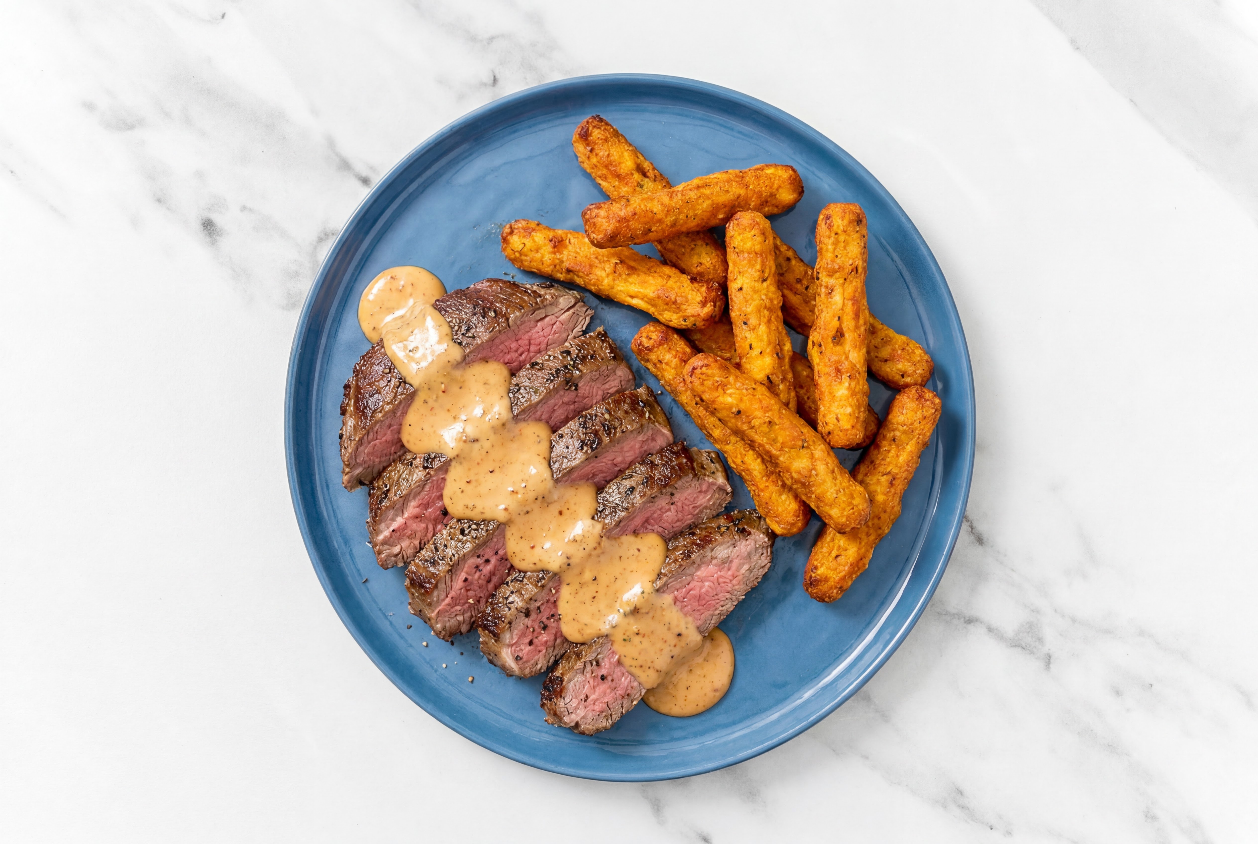 BBQ Rosemary Garlic Beef Flank Steak + Sweet Potato Fries