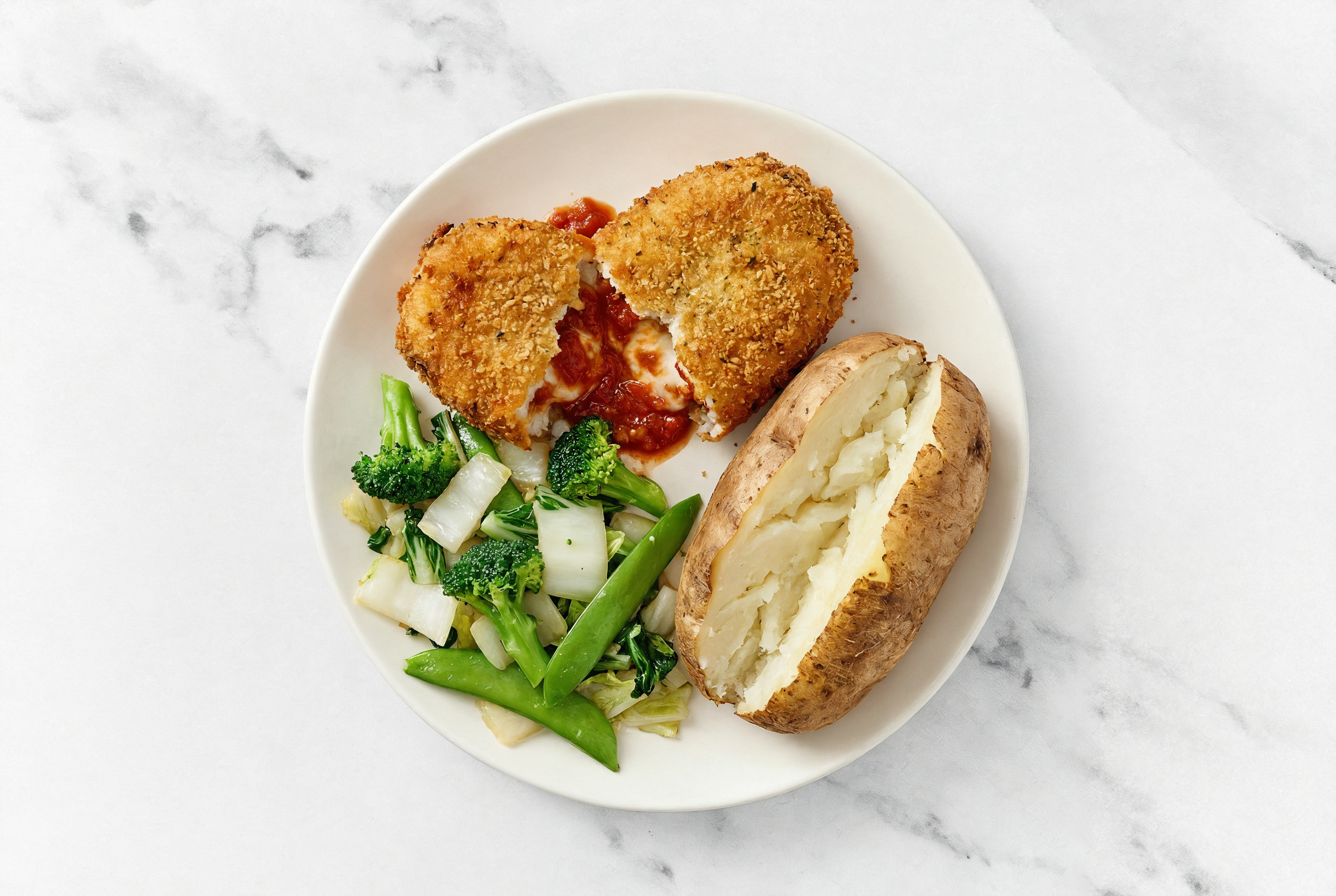 "Chicken" Parm with Bok Choy & Russet Potato