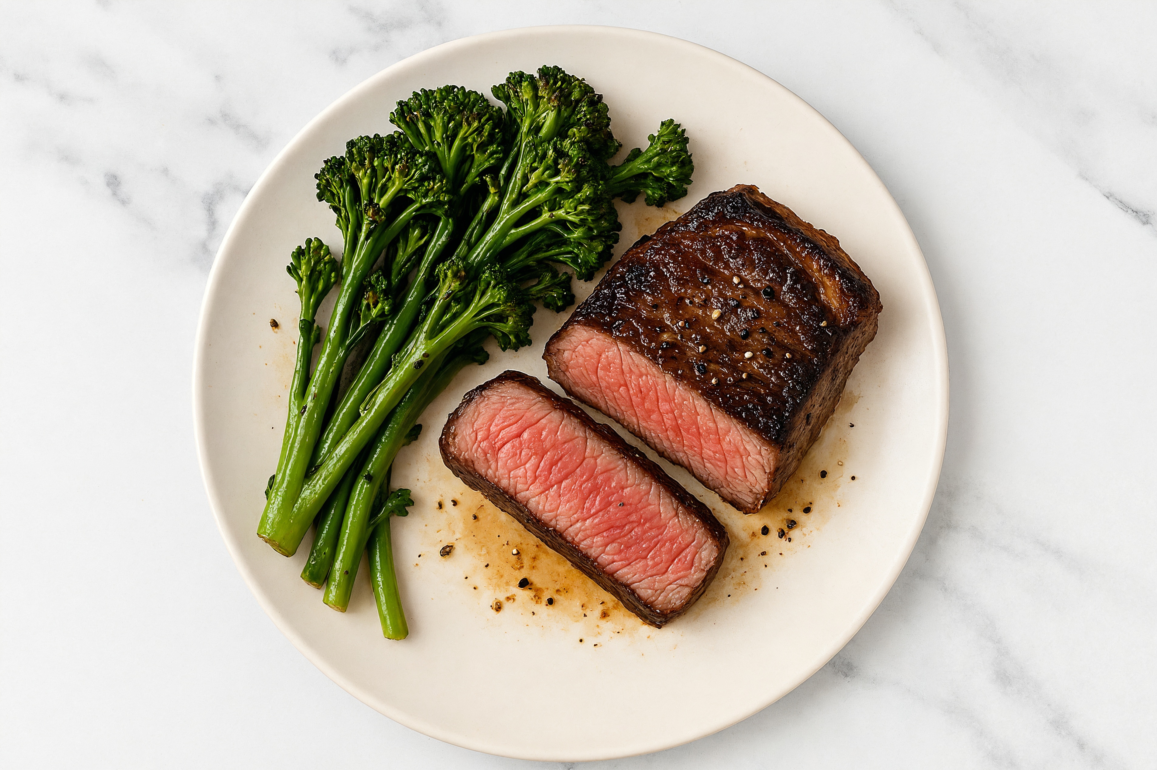 Seared Wagyu Strip Steak + Baby Broccoli