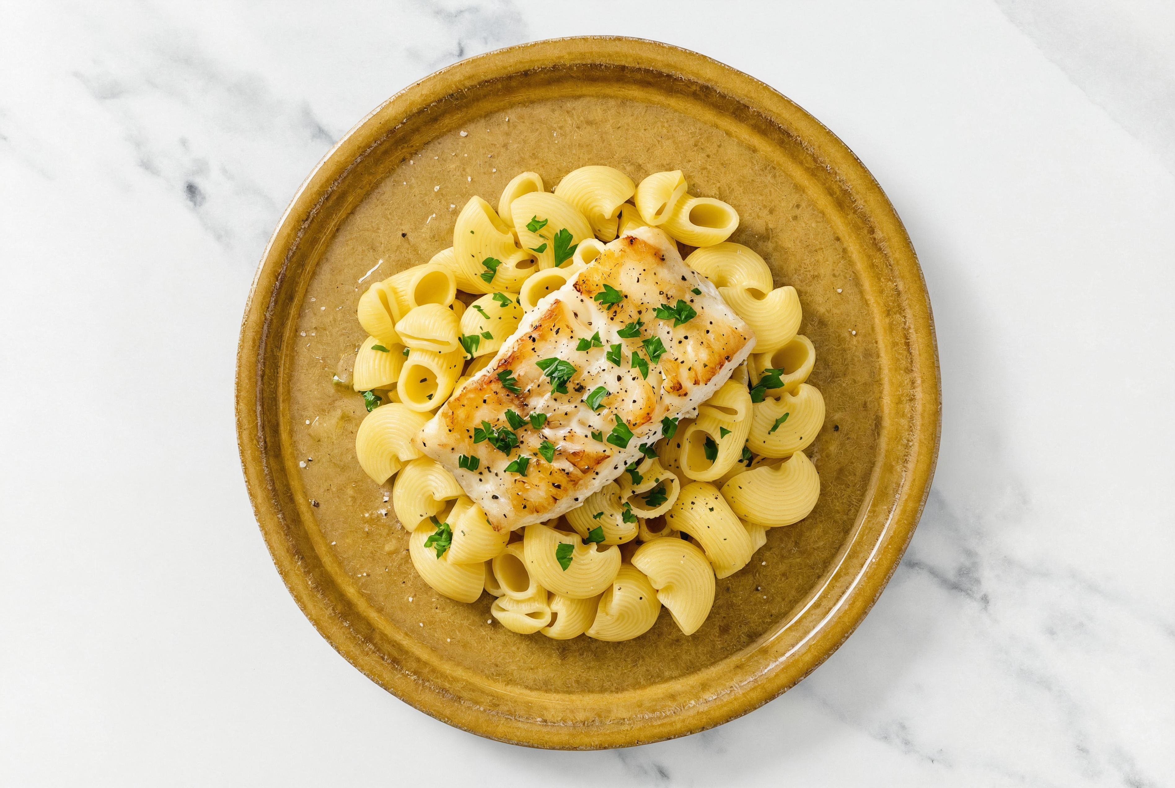 Lemon Salted Butter Cod Chiocciole Pasta
