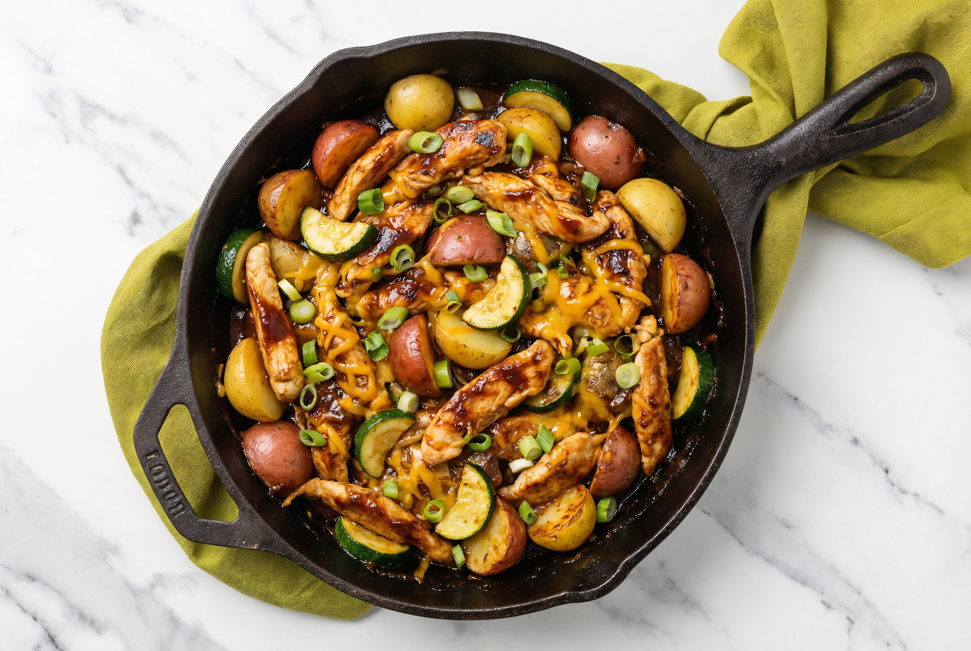 Herby BBQ Chicken + Zucchini Skillet Hash with Original BBQ