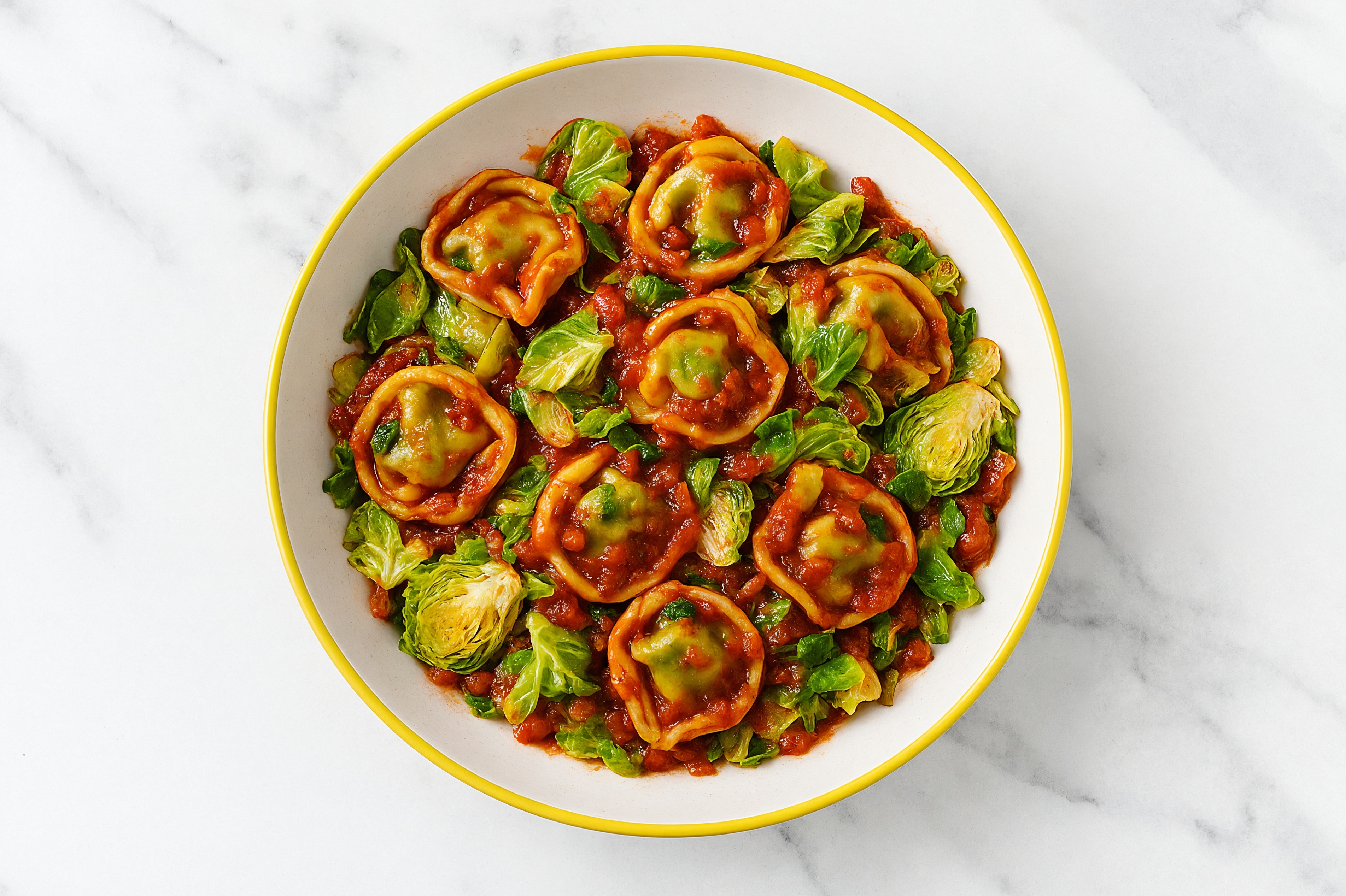 Tortellini Marinara with Brussels